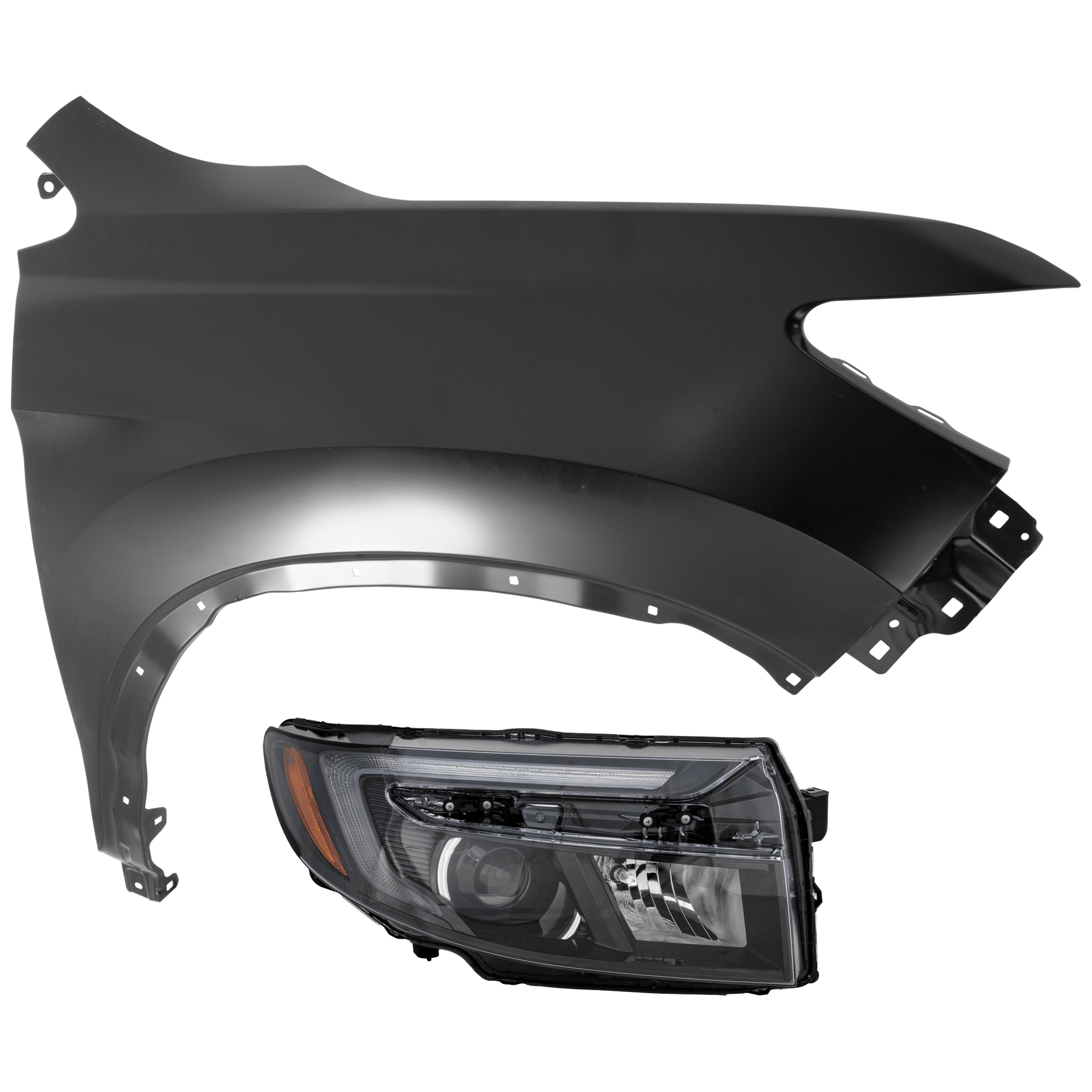 AM PASSPORT 22-25 RIDGELINE 21-25 HEAD LAMP RH 2 pc Kit Assembly LED with Fender SKU KIT 071726-258 Partslink HO2503207 HO1241202 OEM 33100T6ZA11-60211T6ZA00ZZ