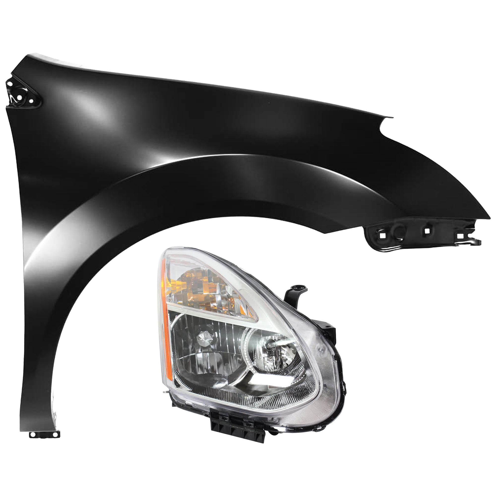AM ROGUE 08-10 HEAD LAMP RH 2 pc Kit Lens and Housing HID Xenon w o HID Kit with Fender SKU KIT 071726-269 Partslink NI1241188 OEM 26010JM20C PFM FCA00JM0MA