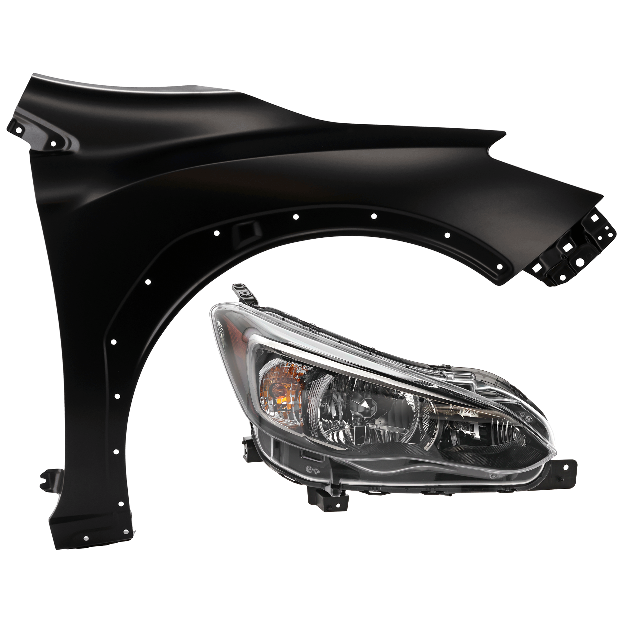 AM CROSSTREK 18-23 HEAD LAMP RH 2 pc Kit Assembly Halogen with Fender SKU KIT 071726-272 Partslink SU2503160 SU2503164 SU1241151 OEM 84001FL00B 84001FL100-57120FL0