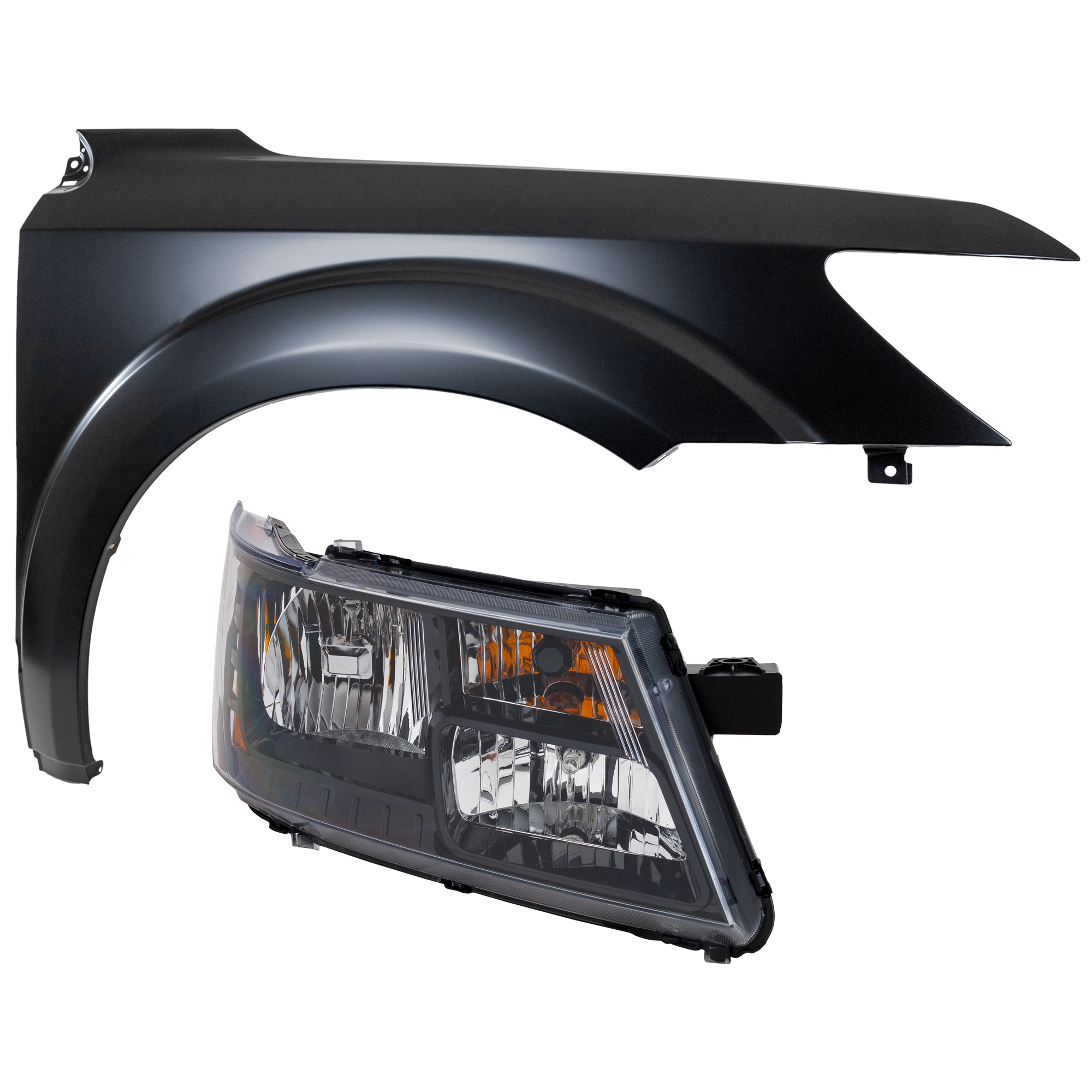 AM JOURNEY 14-20 HEAD LAMP RH 2 pc Kit Assembly Halogen w Black Trim with Fender SKU KIT 071726-278 Partslink CH2503265 CH1241270 OEM 68200084AC 68200084AB 5076730A