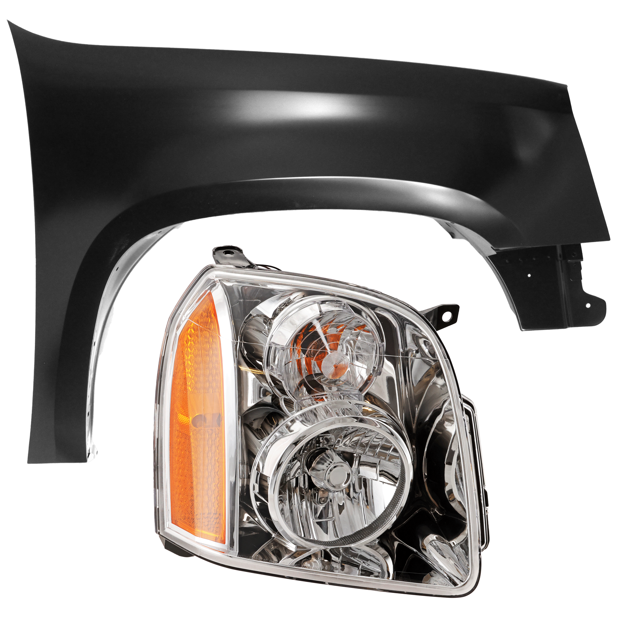 AM YUKON YUKON XL 1500-07-14 HEAD LAMP RH 2 pc Kit Assembly Halogen with Fender SKU KIT 071726-279 Partslink GM2503265 GM1241339 OEM 20969895-22977478