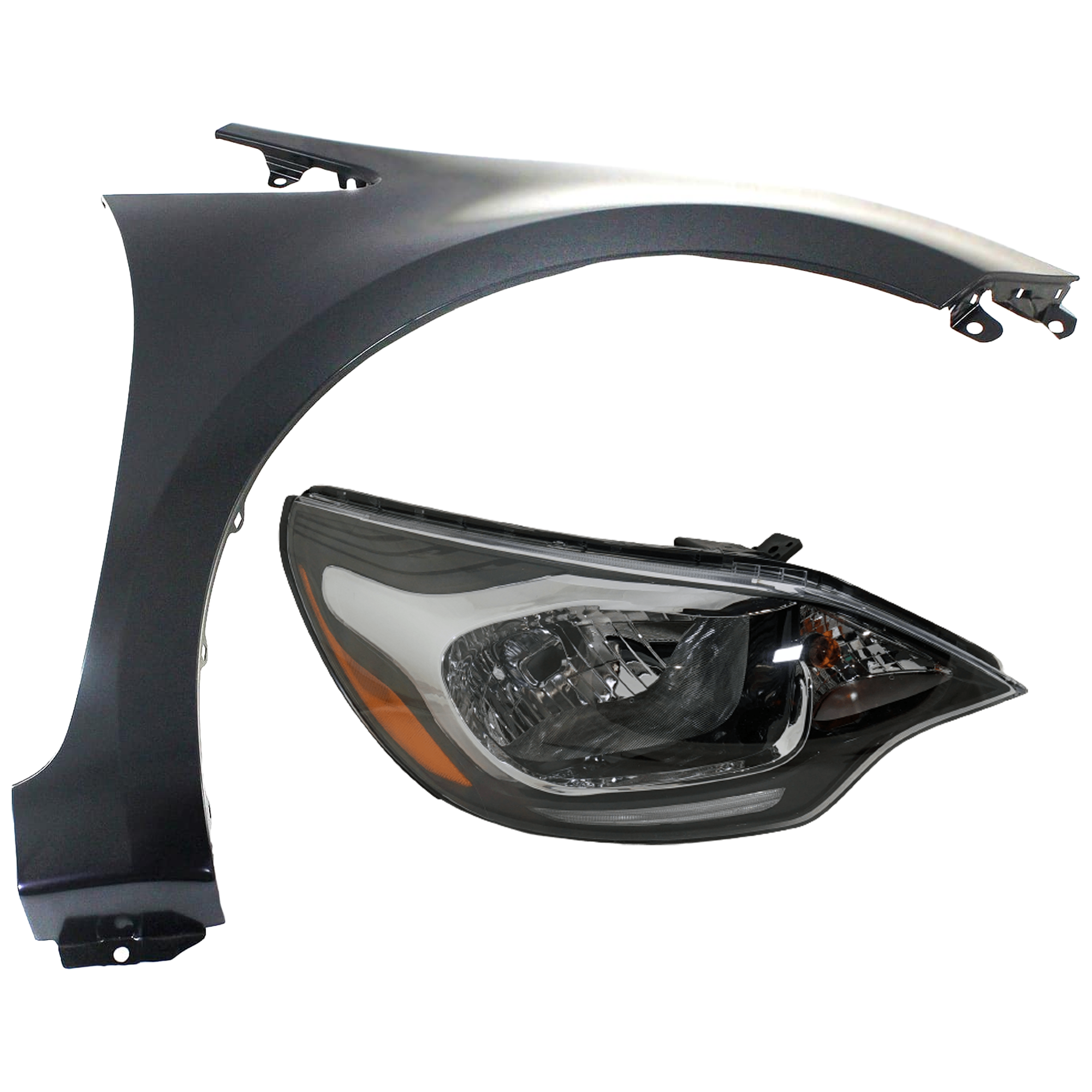 AM RIO 12-17 HEAD LAMP RH 2 pc Kit Assembly LED w LED Position Lamp Sedan with Fender SKU KIT 071726-292 Partslink KI2503179 KI1241137 OEM 921021W110-663211W100