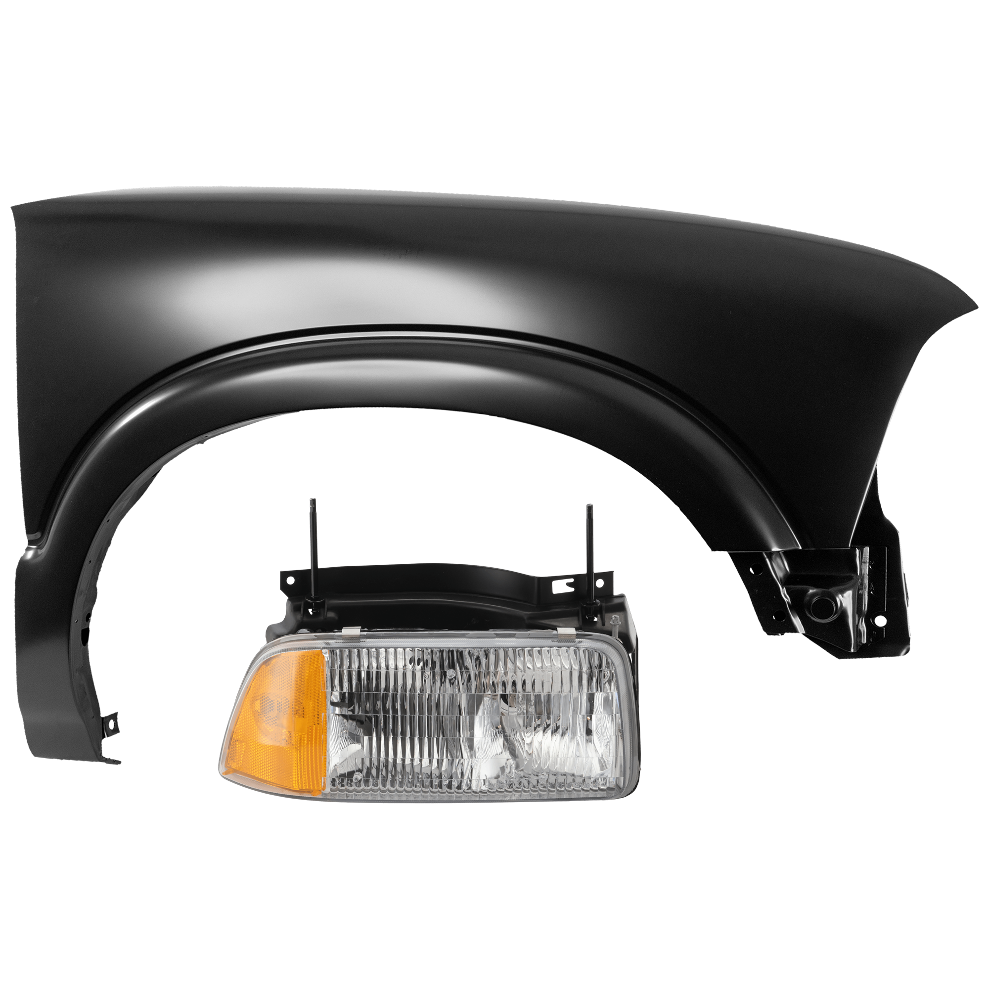 AM JIMMY 95-97 SONOMA 94-97 HEAD LAMP RH 2 pc Kit Assembly Halogen Composite Type with Fender SKU KIT 071726-56 Partslink GM2503133 GM1241195 OEM 16525158-12472736