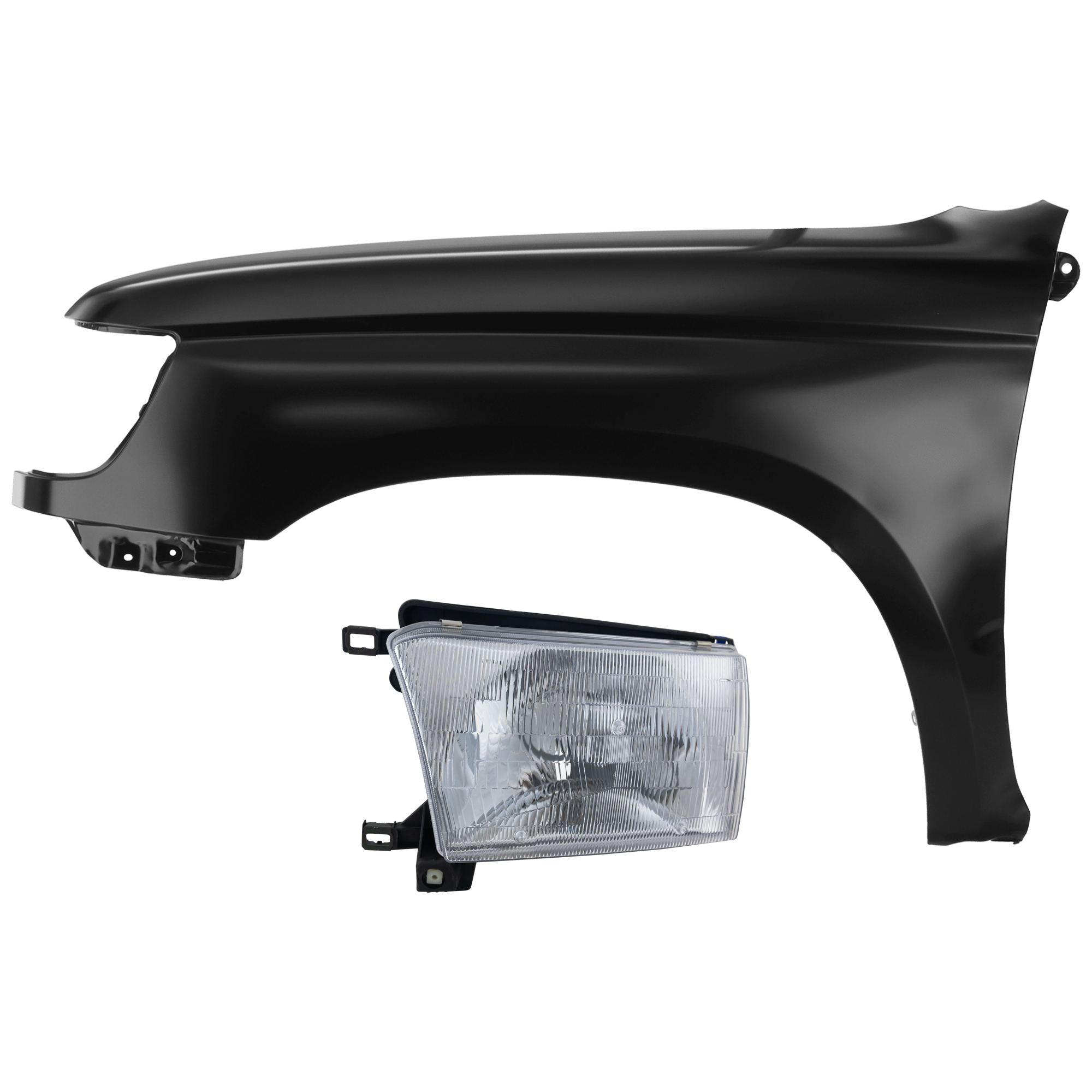 AM 4RUNNER 96-98 HEAD LAMP LH 2 pc Kit Assembly Halogen with Fender SKU KIT 071726-64 Partslink TO2502118 TO1240165 OEM 8115035211-5380235630