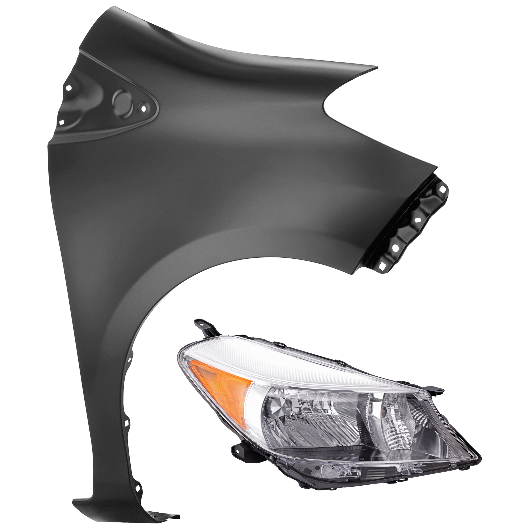 AM YARIS 12-14 HEAD LAMP RH 2 pc Kit Lens and Housing Halogen Japan Built Vehicle with Fender SKU KIT 071726-65 Partslink TO2519132 TO1241240 OEM 8113052D30-5380152200
