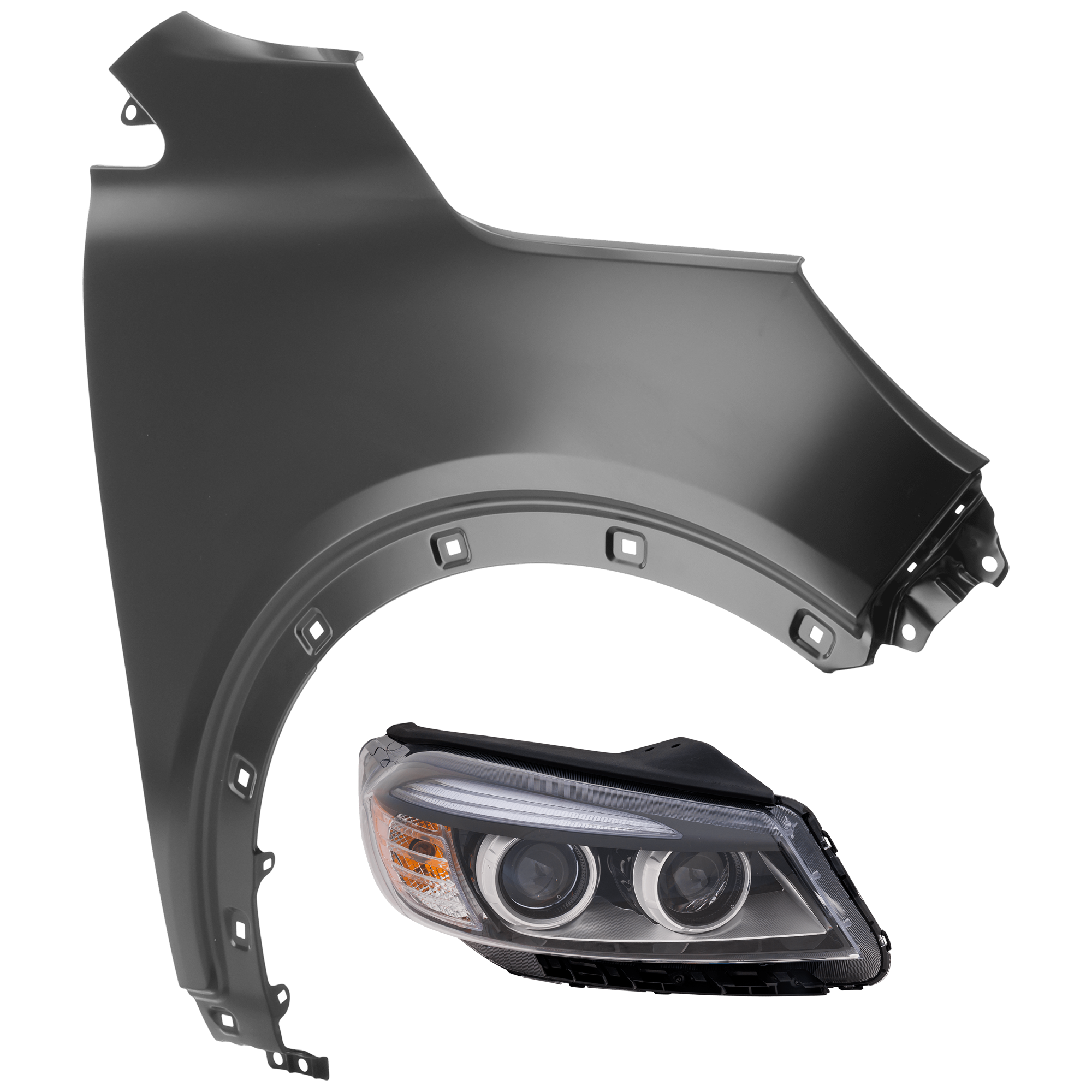 AM SORENTO 16-18 HEAD LAMP RH 2 pc Kit Assembly Halogen w o LED Accent Light with Fender CAPA SKU KIT 071726-66 Partslink KI2503185C KI1241146C OEM 92102C6000-66321C6000