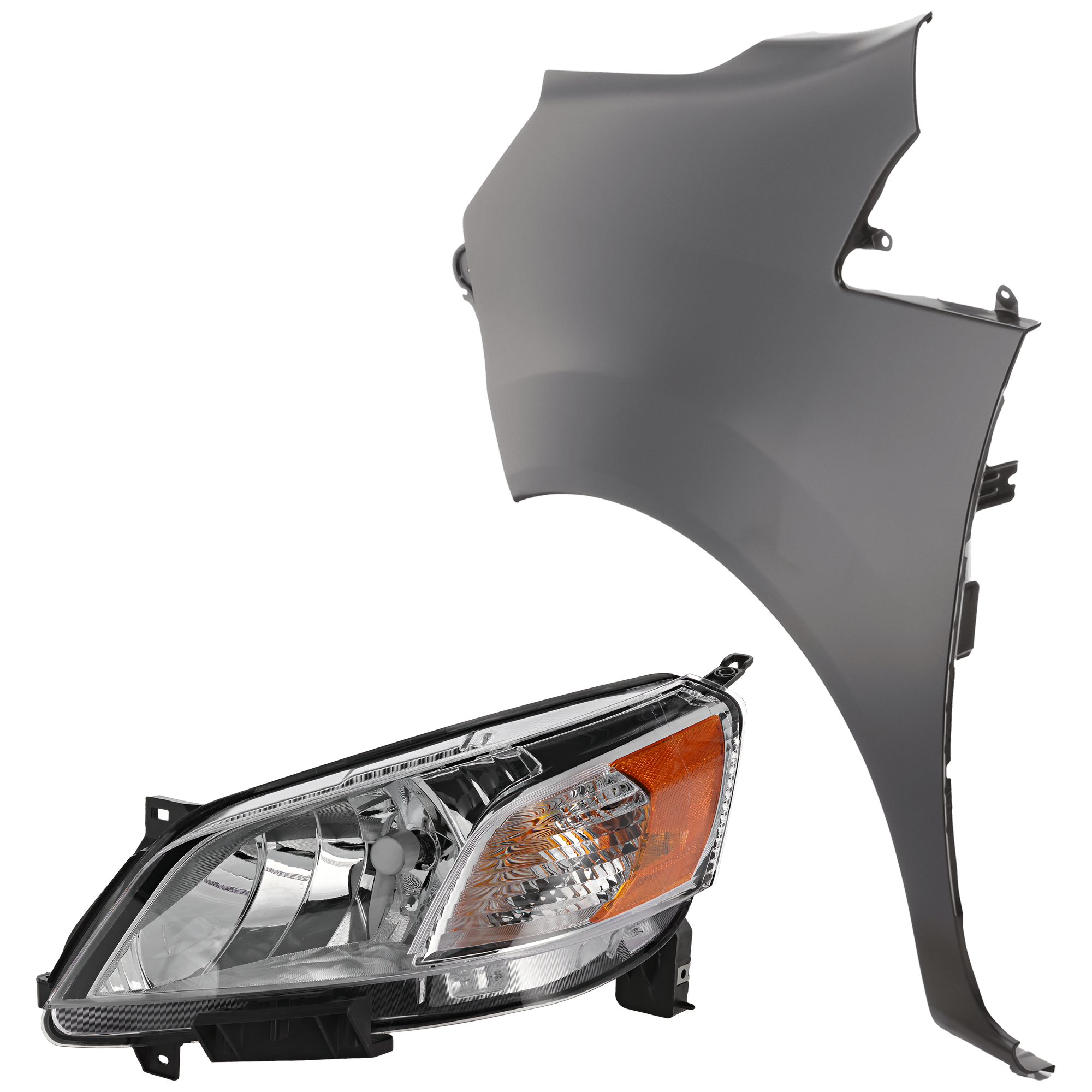 AM NV200-13-21 HEAD LAMP LH 2 pc Kit Assembly Halogen with Fender SKU KIT 071726-75 Partslink NI2502225 NI1240213 OEM 260603LM0A F31013LMMC