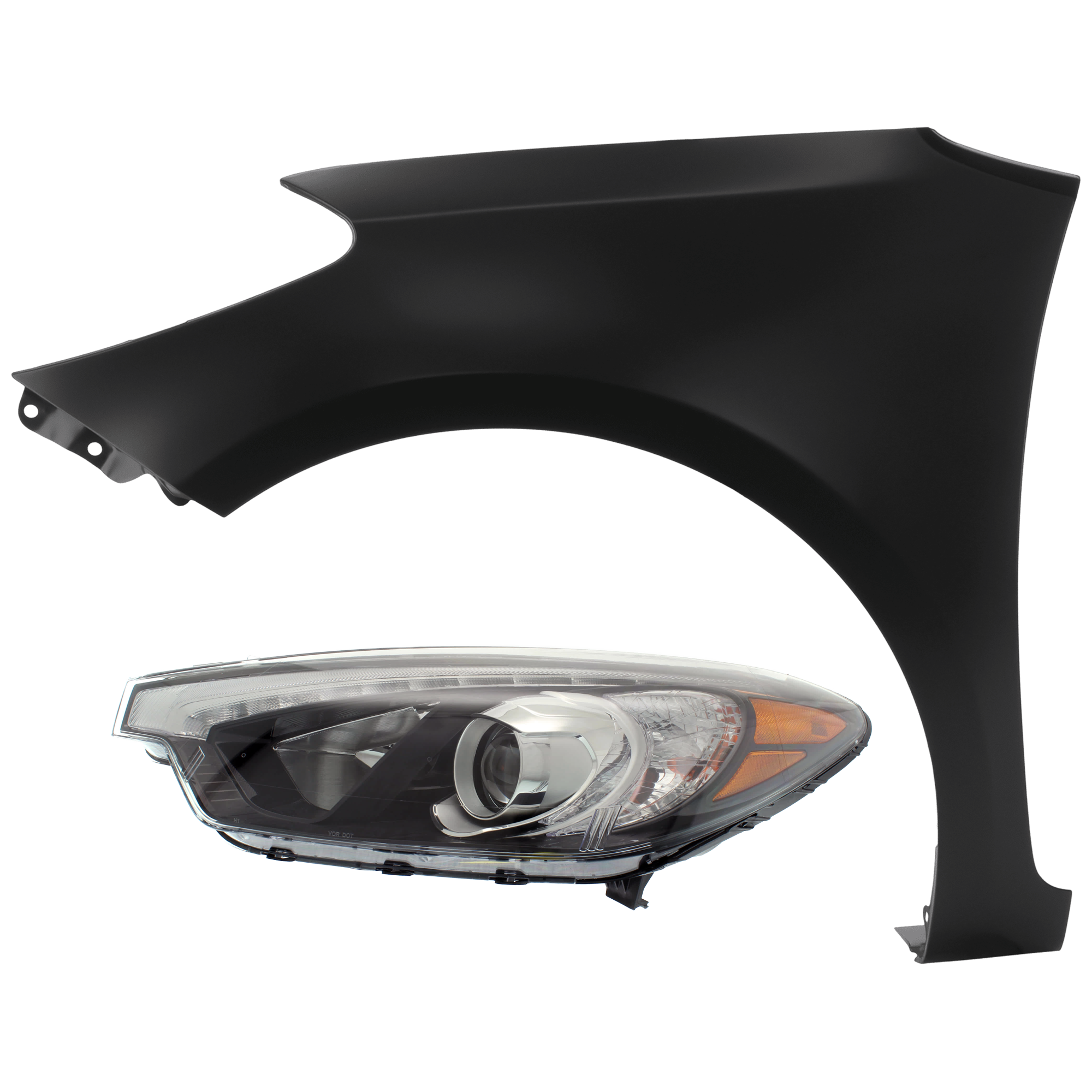 AM FORTE FORTE5-15-16 HEAD LAMP LH 2 pc Kit Assembly Halogen with Fender SKU KIT 071726-80 Partslink KI2502194 KI1240138 OEM 92101A7211-66311A7000