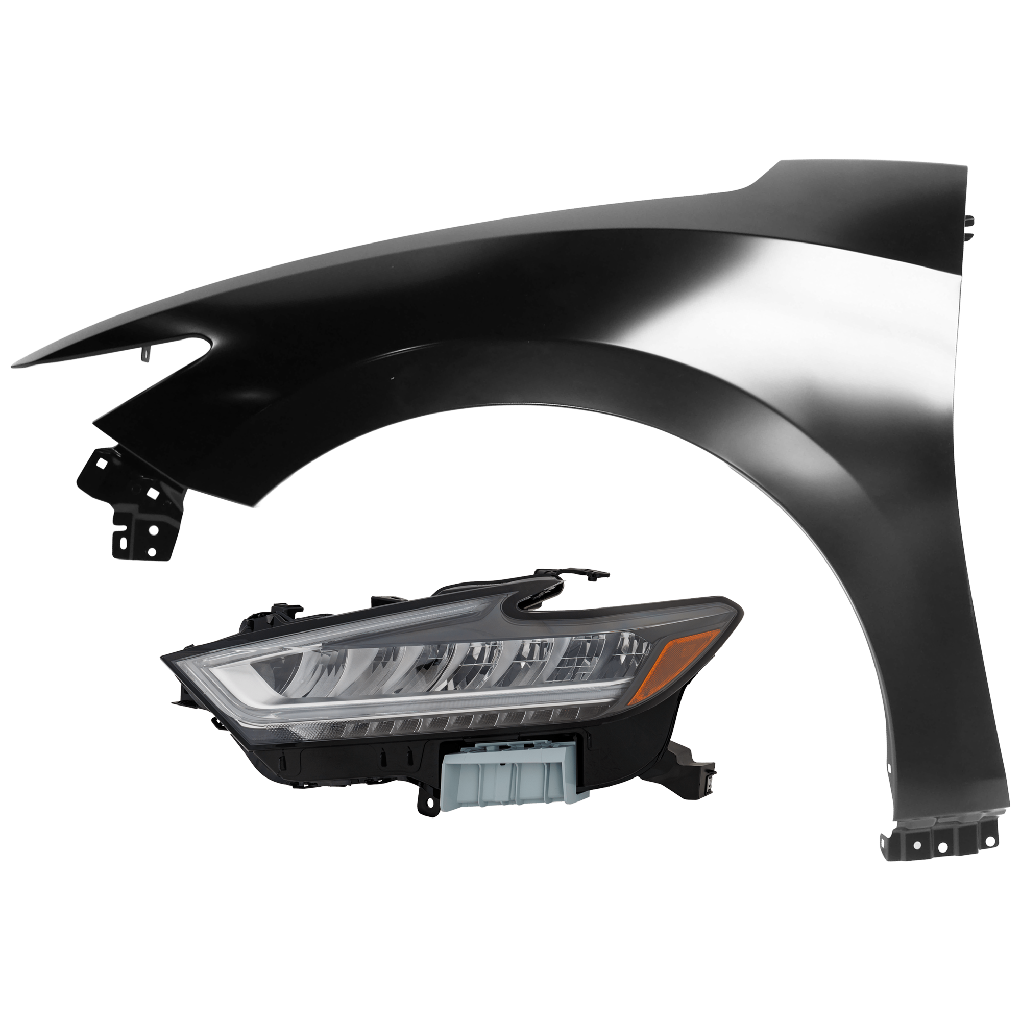 AM MAXIMA 19-23 HEAD LAMP LH 2 pc Kit Assembly LED Chrome Interior with Fender SKU KIT 071726-93 Partslink NI2502269 NI1240224 OEM 260609DJ0B 631014RA0A