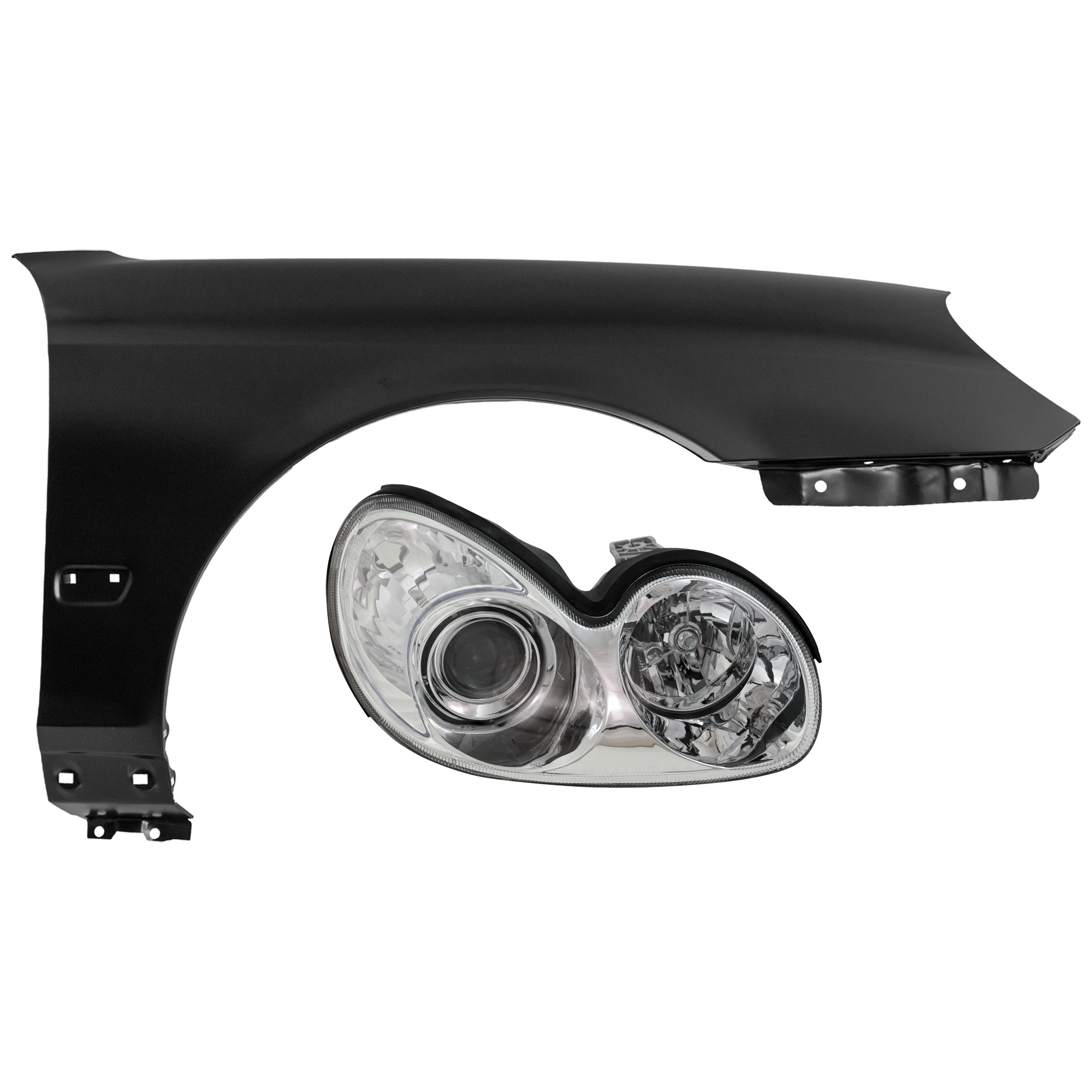 AM SONATA 02-05 HEAD LAMP RH 2 pc Kit Assembly Halogen with Fender SKU KIT 071726-98 Partslink HY2503126 HY1241130 OEM 921023D050-663213D300