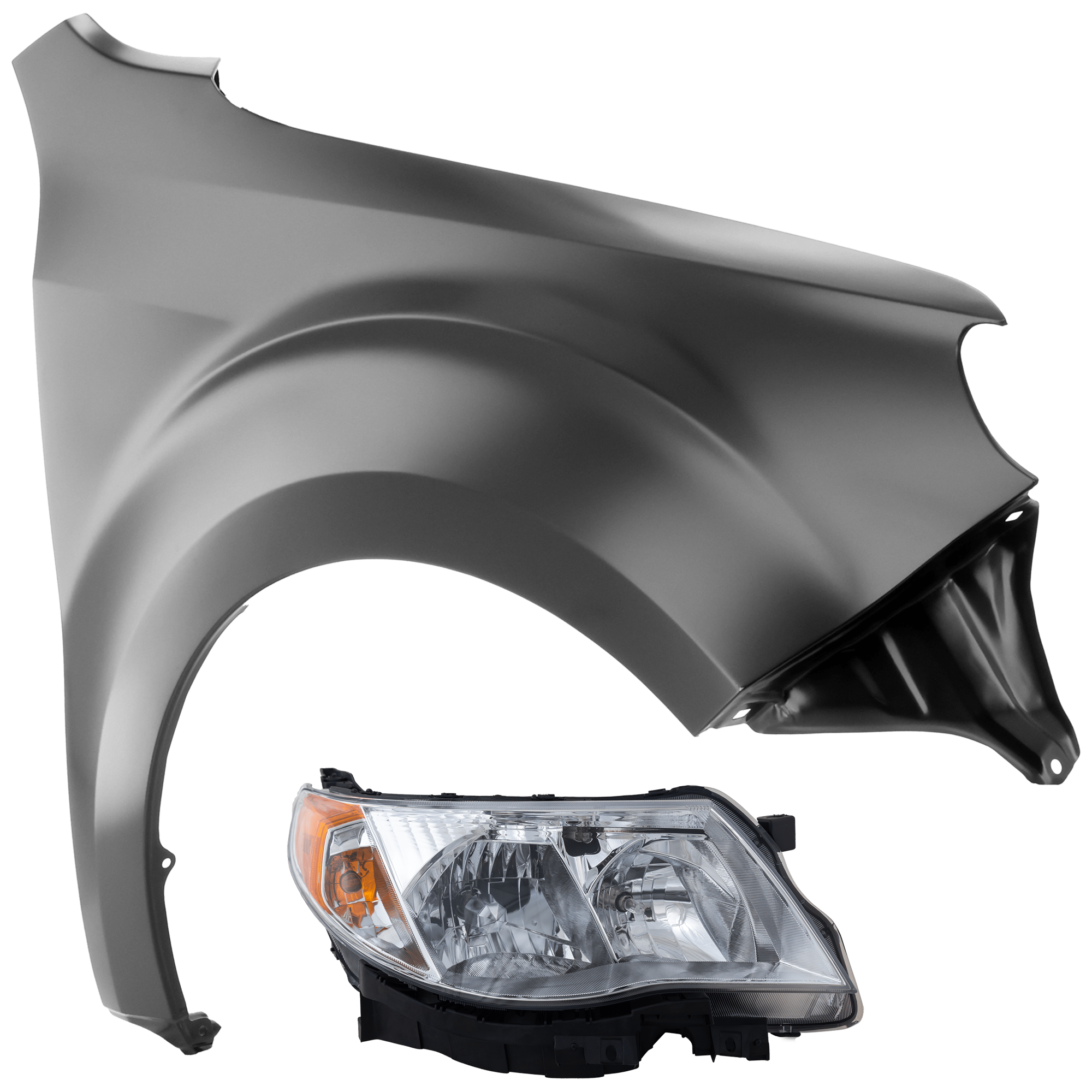 AM FORESTER 09-13 HEAD LAMP RH 2 pc Kit Assembly Halogen with Fender SKU KIT 071726-99 Partslink SU2503132 SU1241128 OEM 84001SC061-57120SC0219P