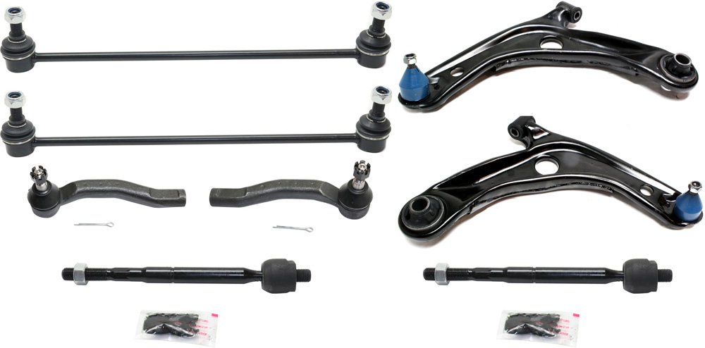 AM YARIS 06-08 FRONT CONTROL ARM KIT RH AND LH Lower w ball joint s 8 pc Kit with Sway Bar Link and Tie Rod End SKU KIT 071817-21 OEM 4806959135-4806959095-48068591