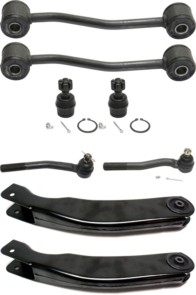AM GRAND CHEROKEE 99-04 FRONT CONTROL ARM KIT RH AND LH Upper 8 pc kit with Ball Joints Sway Bar Links and Tie Rod End SKU KIT 071817-64 OEM 104301-2601554-5051292-45D2292