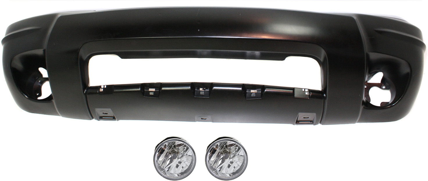 AM GRAND CHEROKEE 04-04 FRONT BUMPER COVER 3 pc Kit with Fog Lights Laredo Limited Overland Models SKU KIT 071817-82 Partslink CH1000920 CH2592126 OEM 5JF89TZZAD 55156733AC