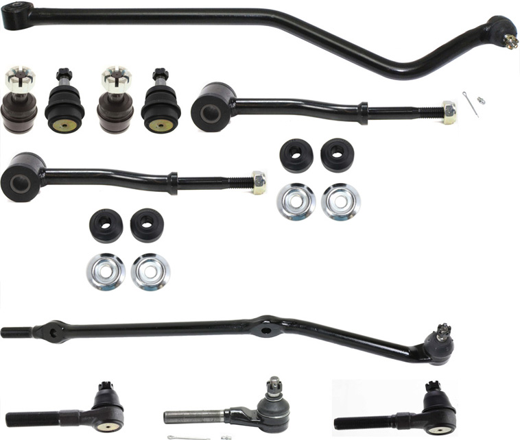 AM CHEROKEE 91-01 COMANCHE 91-92 FRONT SUSPENSION KIT RH AND LH 11 pc kit with Ball Joints Sway Bar Links Tie Rod Ends and Track Bar SKU KIT 071818-34 OEM 10459-46D2117A 83500202AB B316