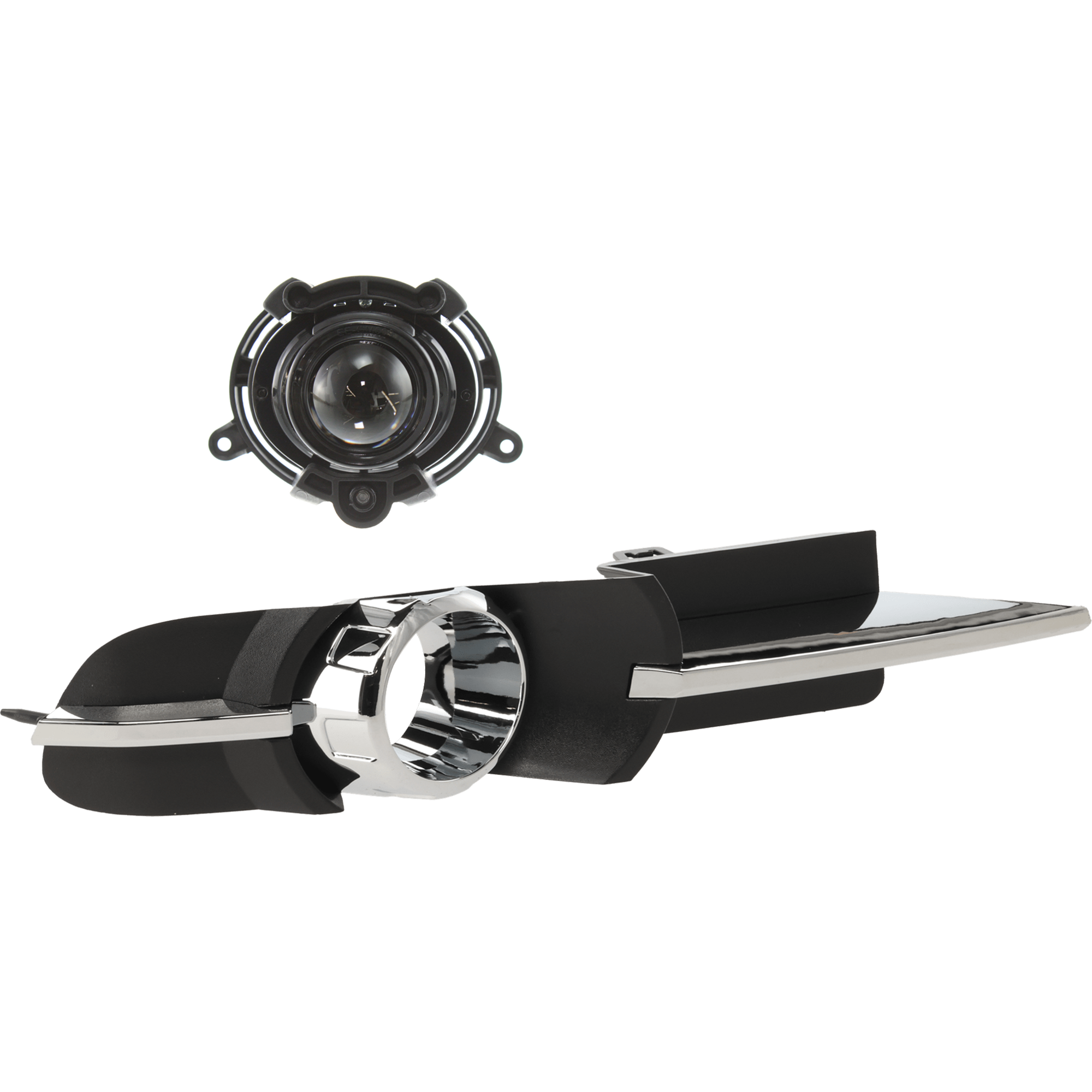 AM MALIBU 08-12 FRONT FOG LIGHT TRIM RH 2 pc kit Black w Chrome Trim with Fog Light SKU KIT 07182024-41 Partslink GM1039115 GM2590106 OEM 25905342-95419301