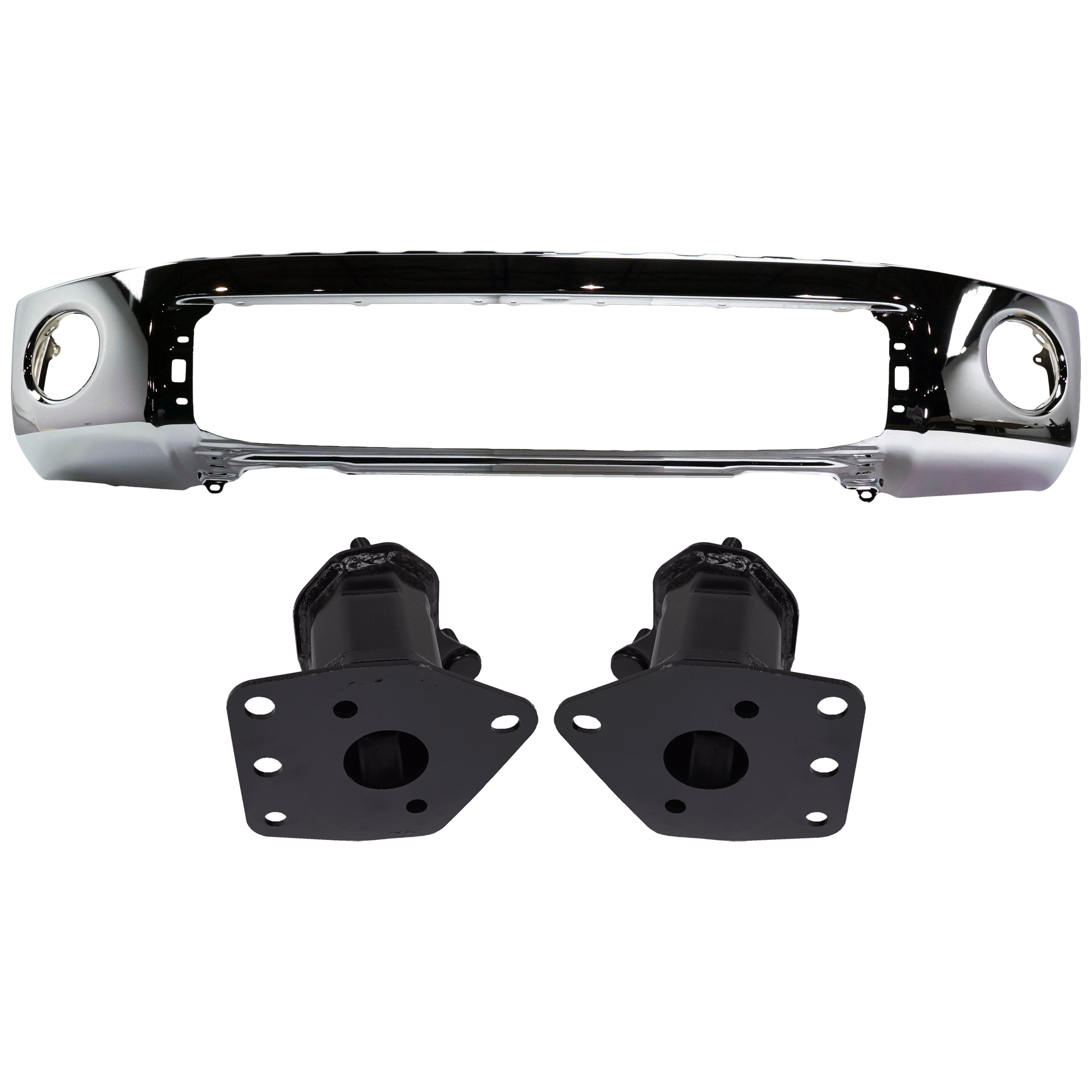 AM TUNDRA 07-13 FRONT BUMPER 3 pc kit Steel Chrome w o Park Assist Sensor Holes with Bumper Bracket SKU KIT 07182024-52 Partslink TO1002182 TO1066162 TO1067168 TO1067162 OEM 521110C021-520260C010-520250C0