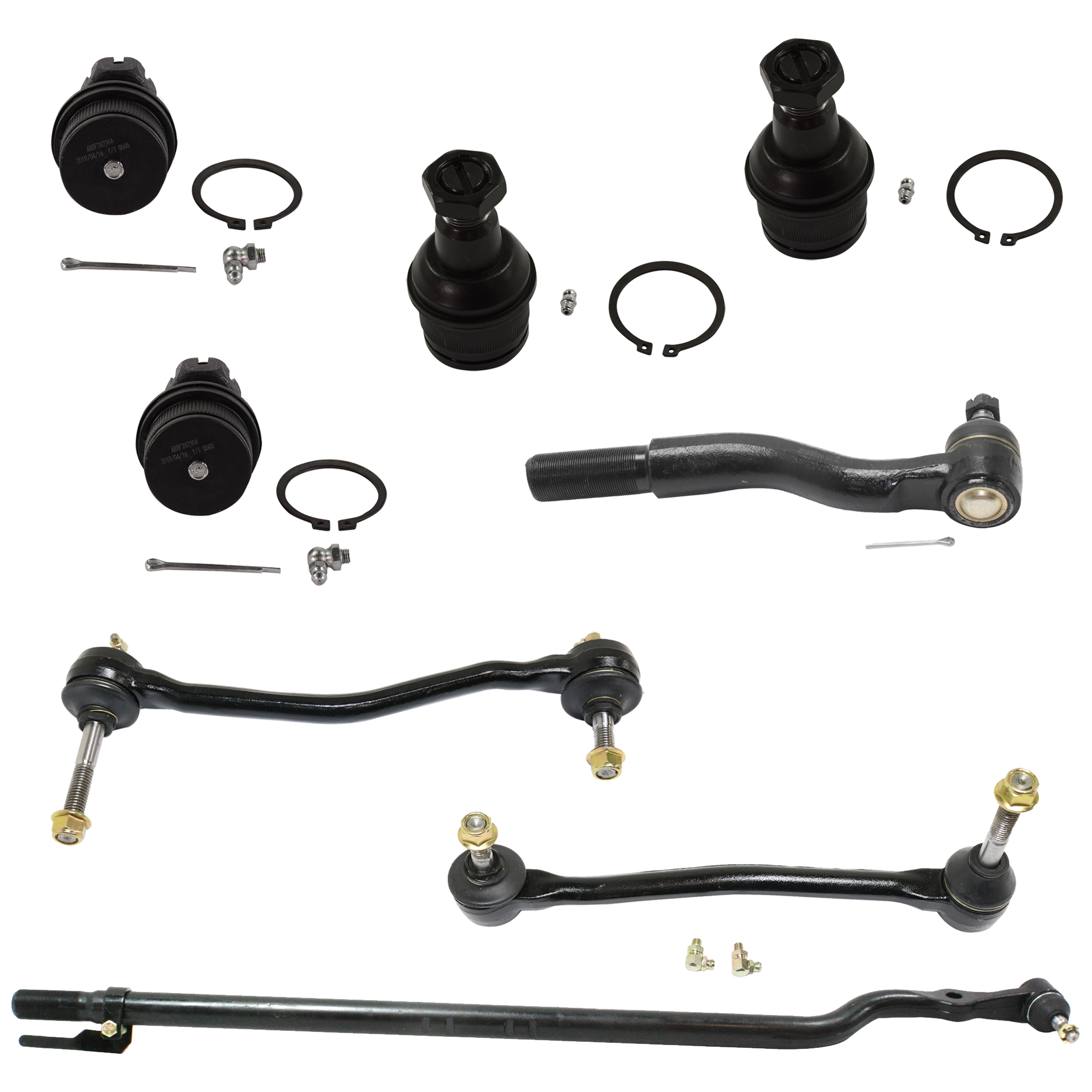 AM F SERIES SUPER DUTY P U 99-22FRONT SUSPENSION KIT RH AND LH 4WD 8 pc Kit with Ball Joint Sway Bar Link and Tie Rod End SKU KIT 071824-04 OEM 10339-104273-2601248-260164