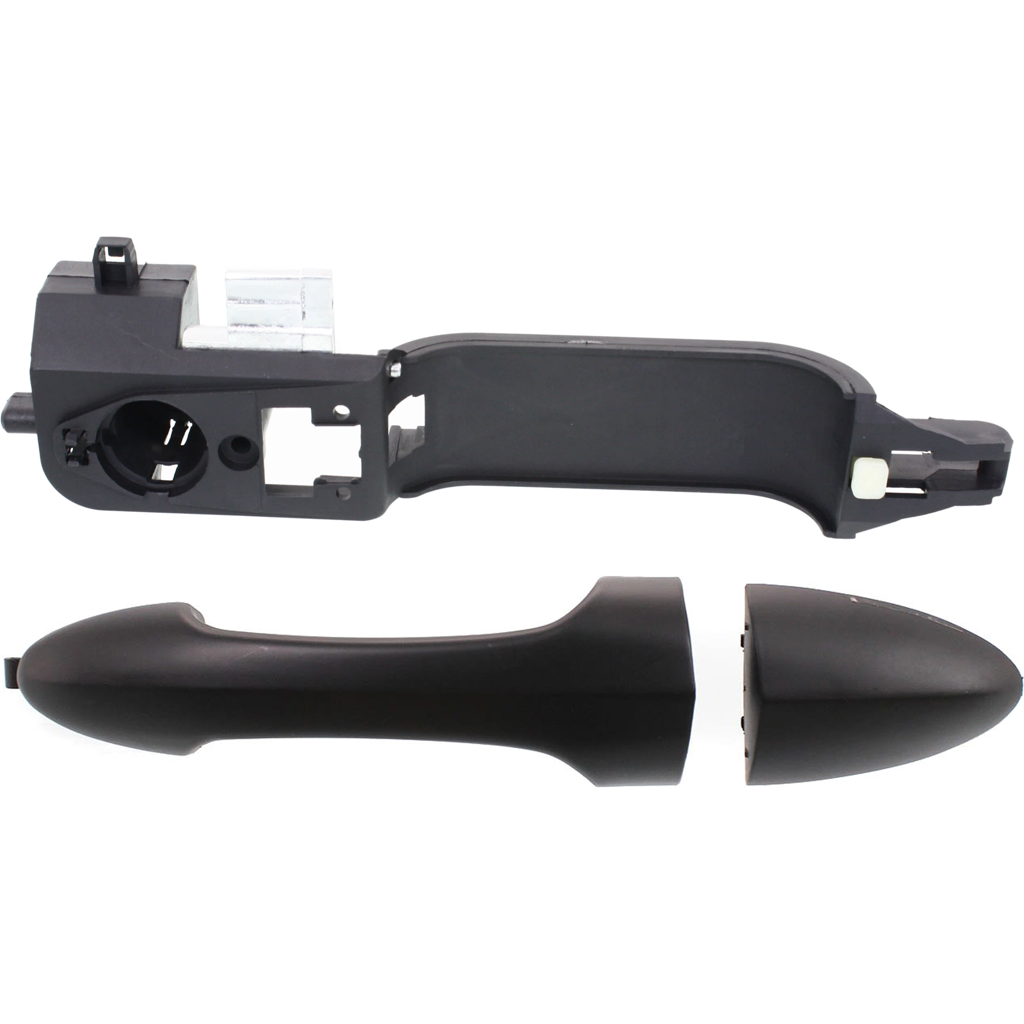 AM FOCUS 00-07 FRONT EXTERIOR DOOR HANDLE RH 2 pc kit w Exterior Door Handle Smooth Black Reinforcement Bracket HB Sdn Wgn SKU KIT 071824-18 Partslink FO1310142 MA1310116 OEM 6S4Z5426684E YS4Z5426684AC 2T2