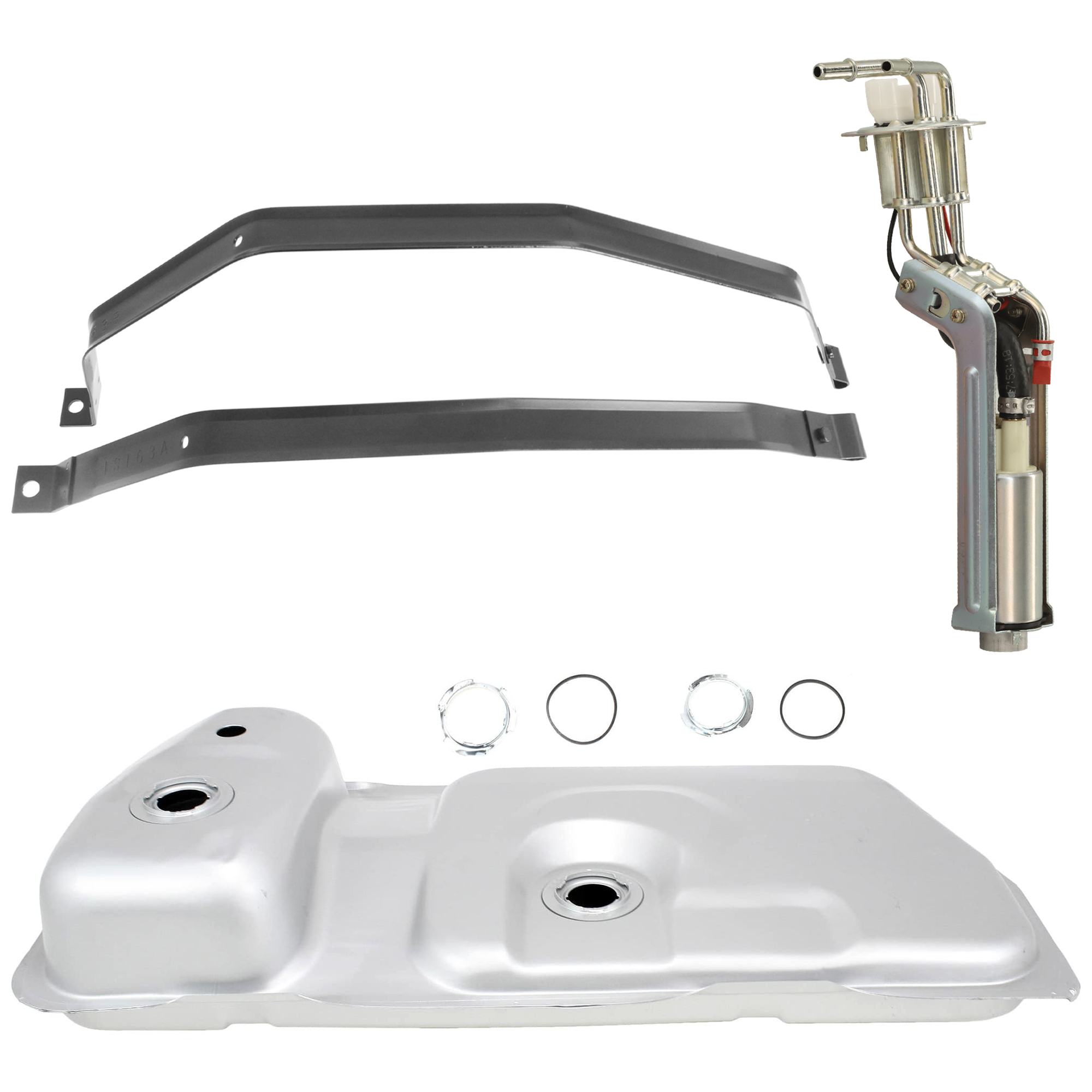 AM MUSTANG 83-97 FUEL TANK 3 pc kit w Fuel Tank Strap and Fuel Pump Fuel Injected w EFI 15 Gal. SKU KIT 071824-21 OEM E4ZZ9002CF 67041-4011077-95341