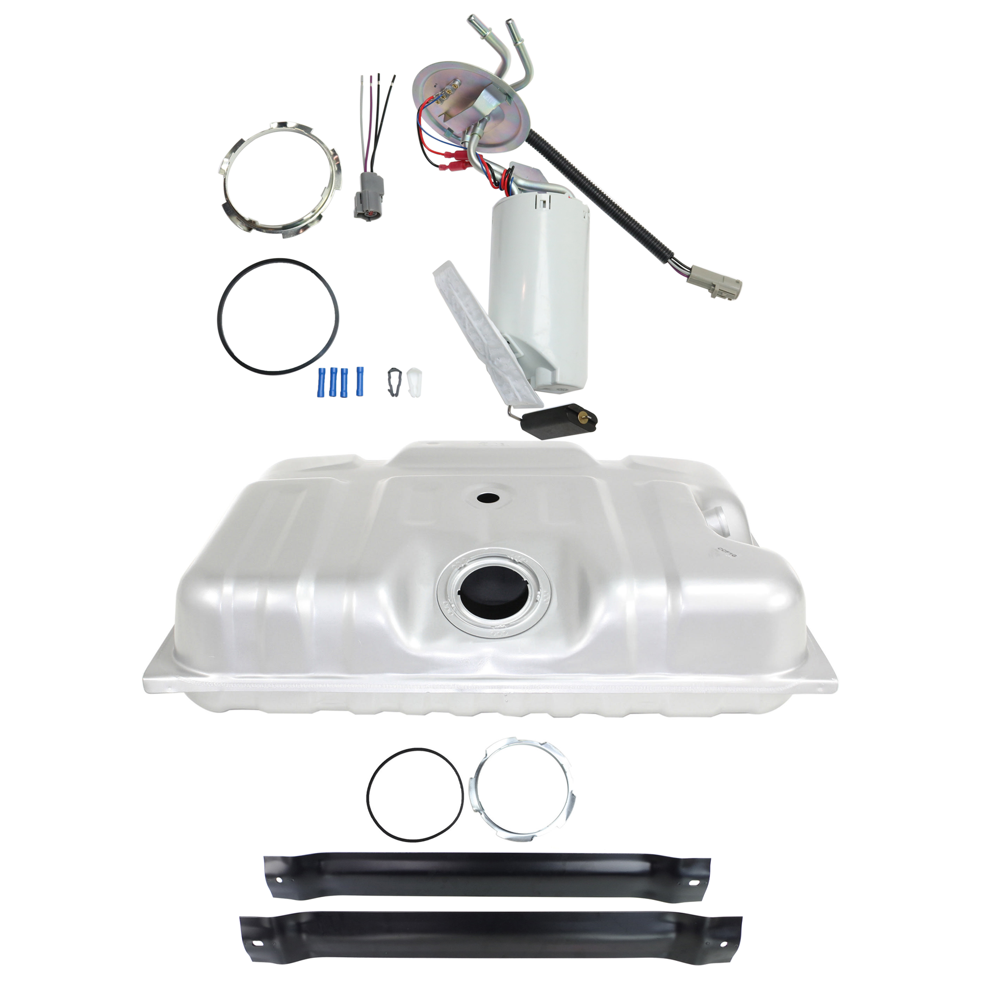 AM F SERIES 90-97 FUEL TANK 4 pc Kit w Fuel Pump and Fuel Tank Strap Mounts Behind Rear Axle 18 Gal. SKU KIT 071824-23 OEM F3TZ9002A 2930193-4011036 A460