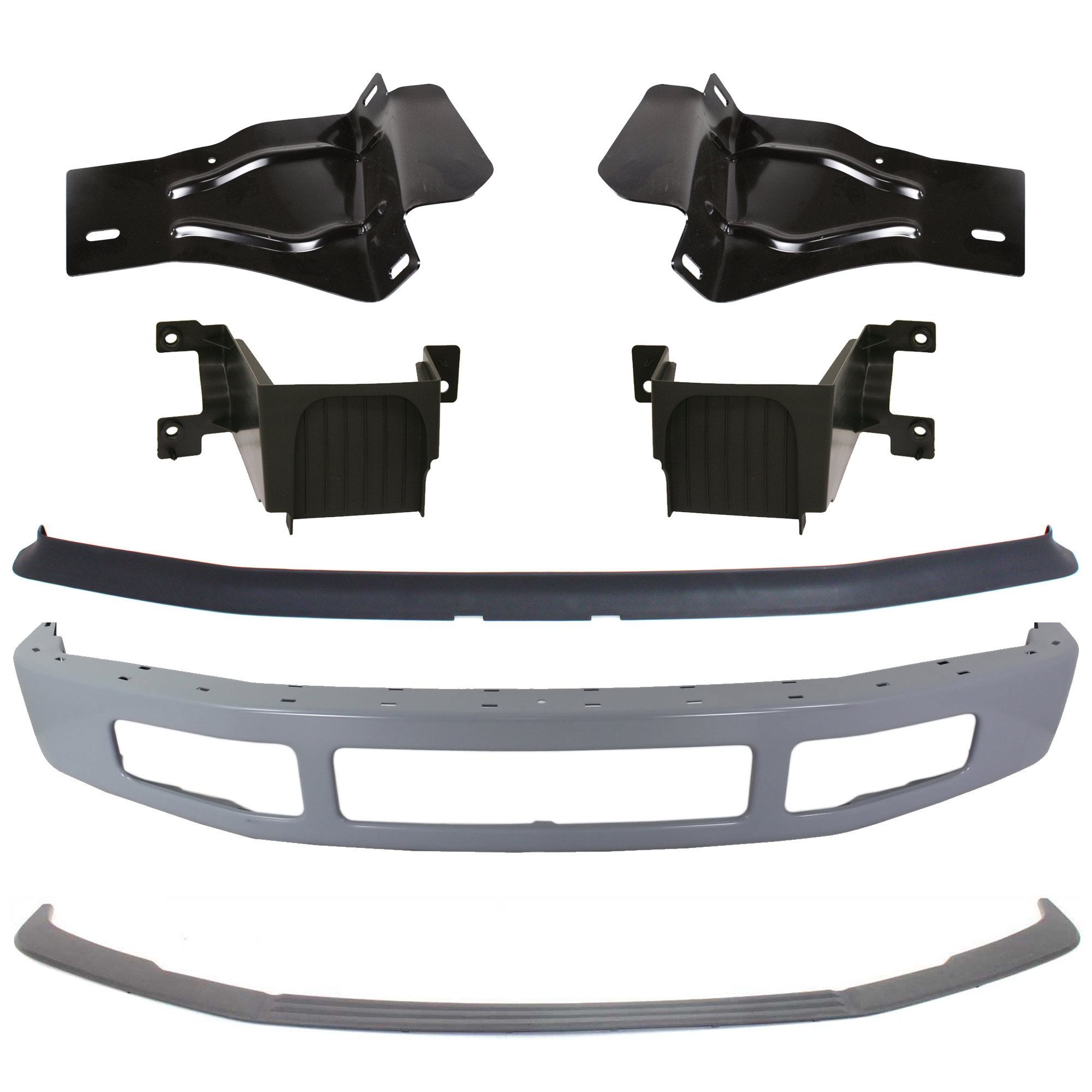 AM F 250 SUPER DUTY F 350 SUPER DUTY 08-10 FRONT BUMPER 6 pc kit w Bumper Bracket Fog Lamp and Valance SKU KIT 071824 C121 Partslink FO1002403 FO1066174 FO1067174 FO1044103 FO1039111 FO1093114 OEM 8C3Z17757CPTM 8C3Z17B837A 8C3Z