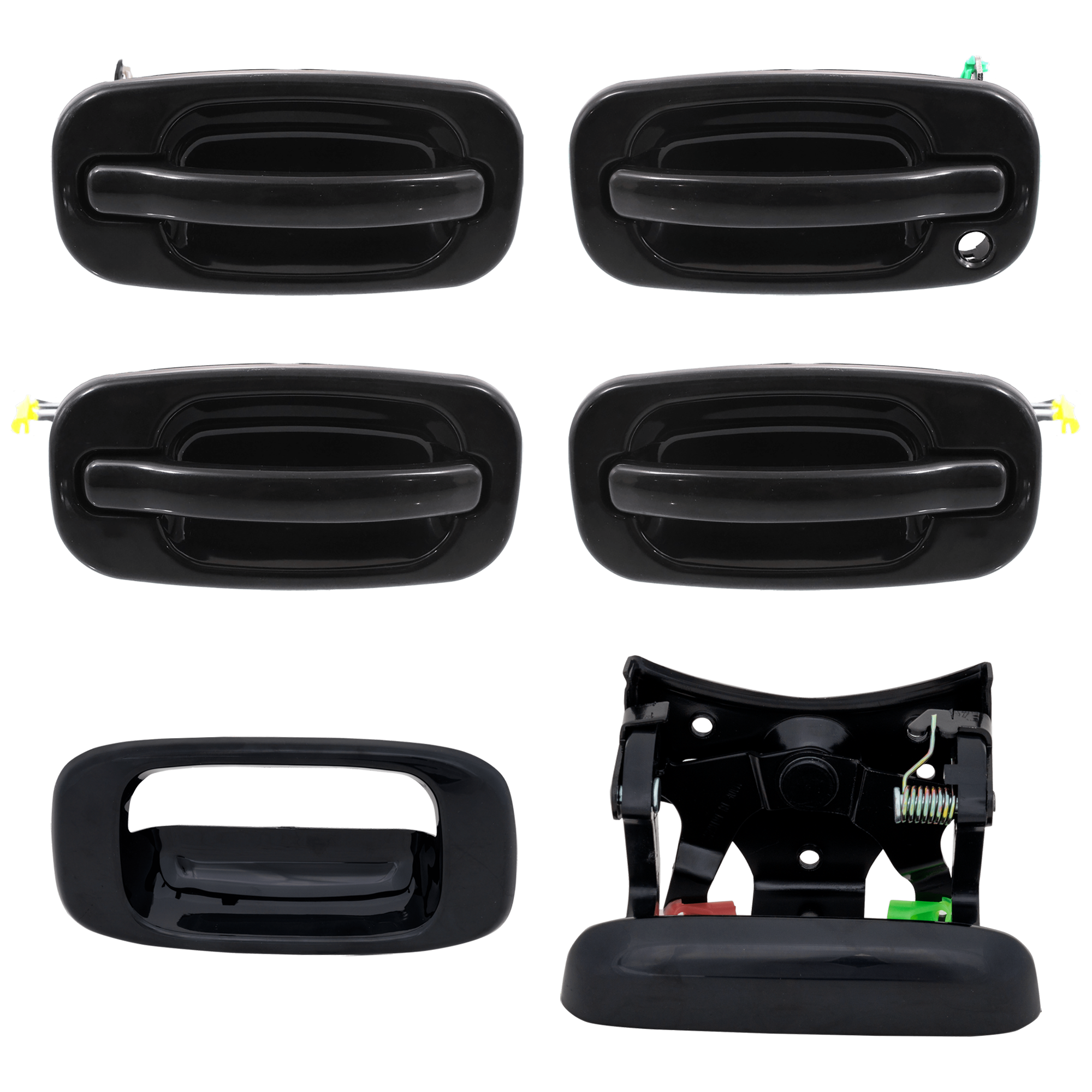 AM SILVERADO SIERRA 99-06 H2-03-09 TAILGATE HANDLE 6 pc Kit with Exterior Door Handle SKU KIT 071824 C142 Partslink GM1915129 GM1916109 GM1310140 GM1311131 GM1521117 GM1520117 OEM 15188001-15228541-15150735-192