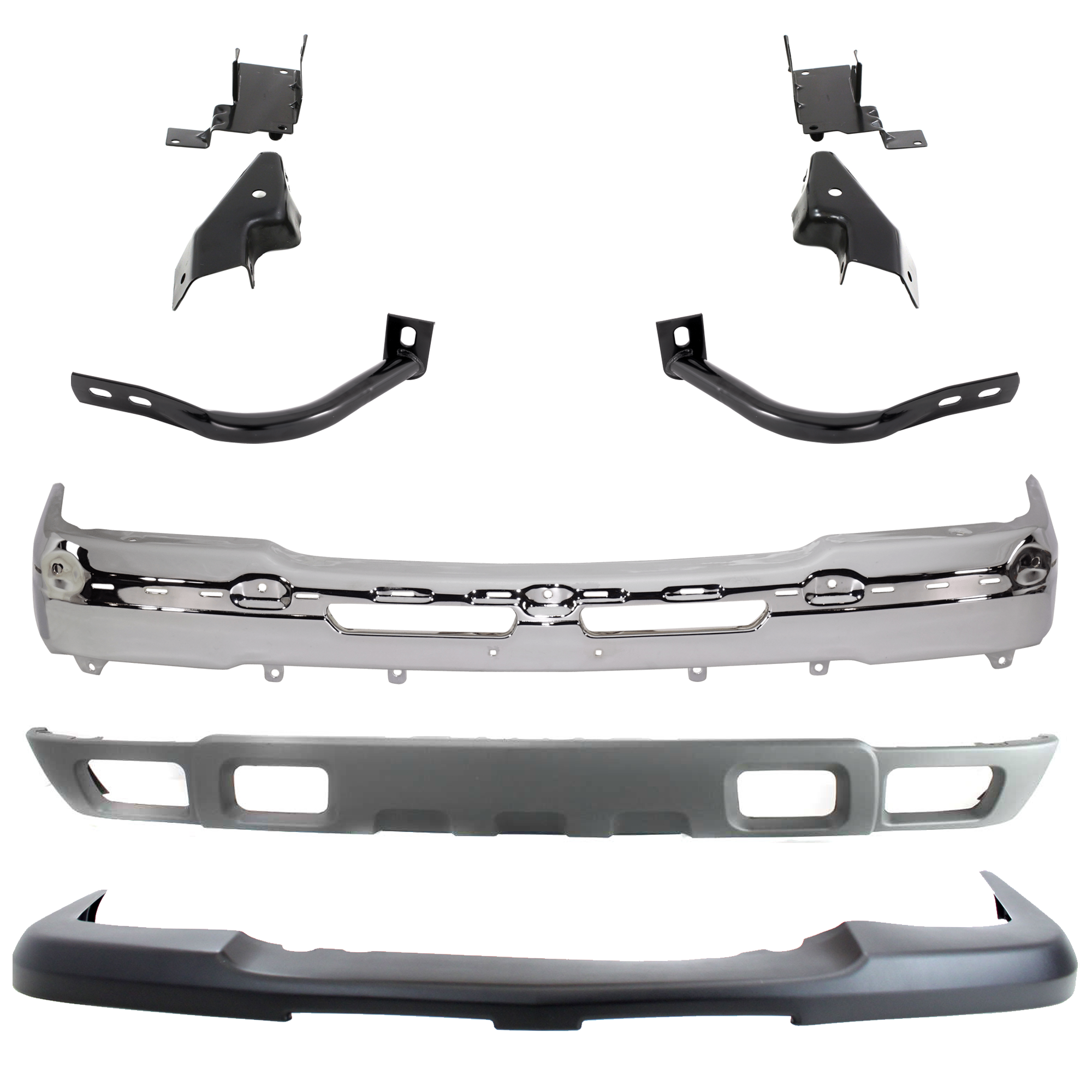 AM SILVERADO 1500-03-06 FRONT BUMPER 9 pc kit Face Bar Chrome with Bumper Bracket Bumper Cover and Valance SKU KIT 071824 C151 Partslink GM1002416 GM1067159 GM1066159 GM1061101 GM1051110 GM1092173 OEM 19150310-15184117-15184116 Per