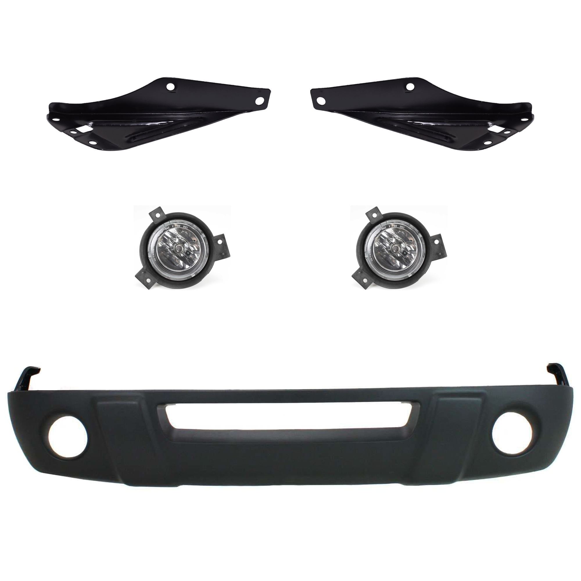 AM RANGER 01-03 FRONT VALANCE 5 pc Kit Plastic Textured with Bumper Bracket and Fog Light SKU KIT 071824 C193 Partslink FO1095191 FO1066144 FO1067144 FO2592184 FO2593184 OEM 1L5Z17626DAA 1L5Z17752AB 1L5Z1
