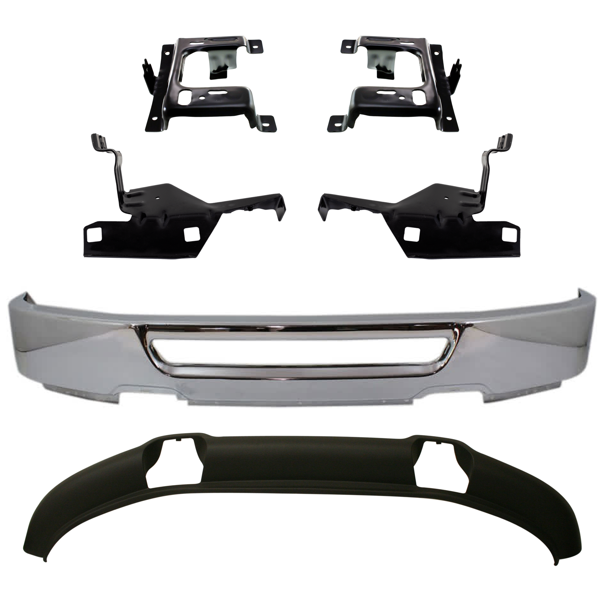 AM F 150-07-08 FRONT BUMPER 6 pc kit Face Bar Chrome with Bumper Bracket and Valance SKU KIT 071824 C204 Partslink FO1002400 FO1066158 FO1067158 FO1066172 FO1067172 FO1093108 OEM 6L3Z17757AA 4L3Z17B983AB 4L3Z1