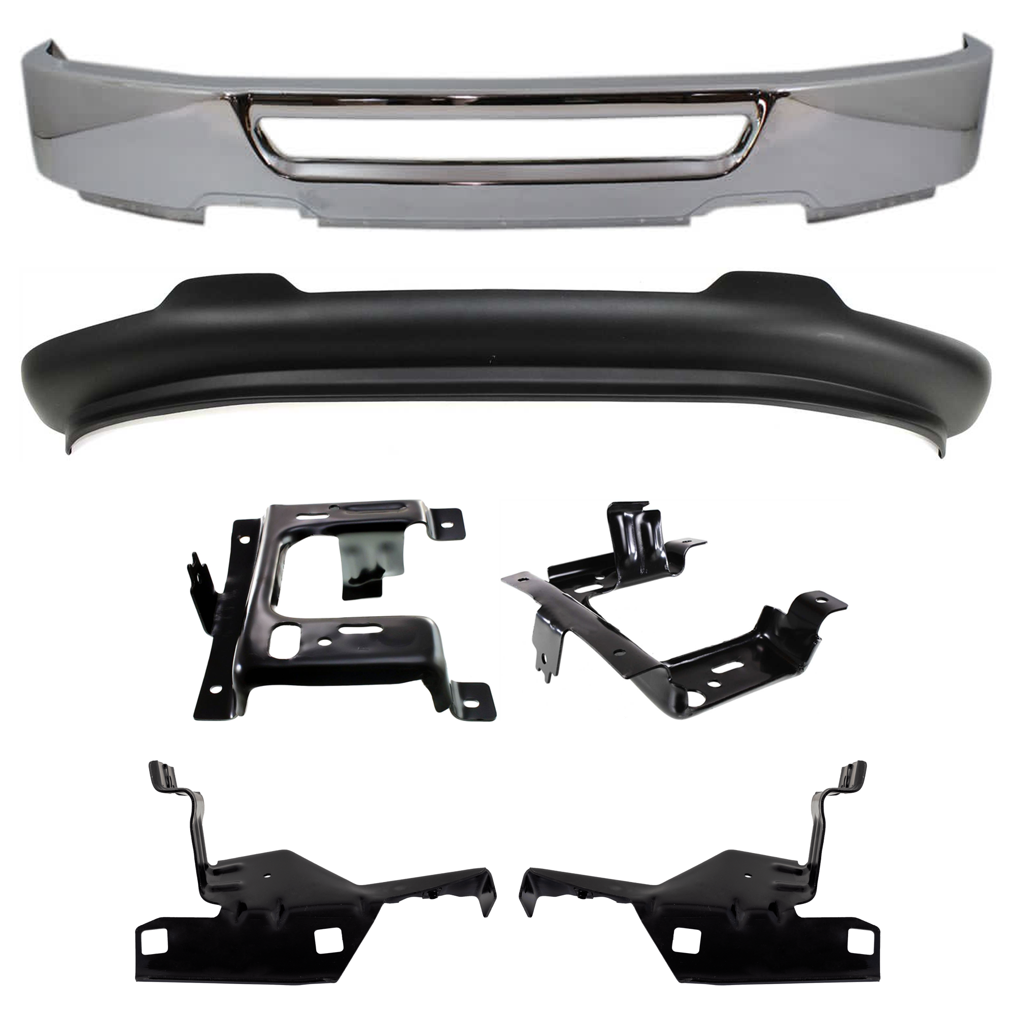 AM F 150-06-08 FRONT BUMPER 6 pc kit Face Bar Chrome with Bumper Bracket and Valance SKU KIT 071824 C207 Partslink FO1002400 FO1066158 FO1067158 FO1066172 FO1067172 FO1093107 OEM 6L3Z17757AA 4L3Z17B983AB 4L3Z1