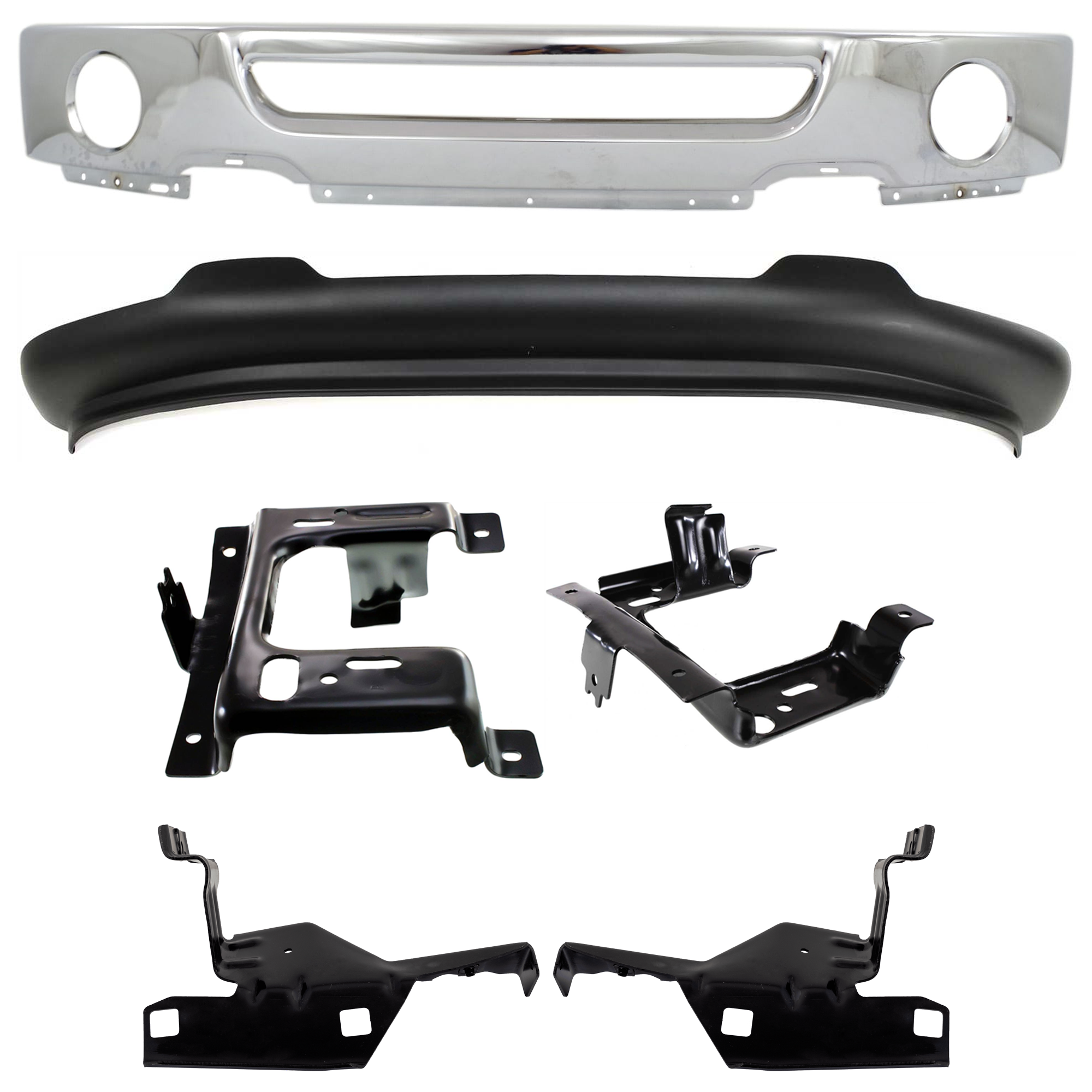 AM F 150-06-08 FRONT BUMPER 6 pc kit Face Bar Chrome with Bumper Bracket and Valance SKU KIT 071824 C208 Partslink FO1002399 FO1066158 FO1067158 FO1066172 FO1067172 FO1093107 OEM 6L3Z17757BA 4L3Z17B983AB 4L3Z1