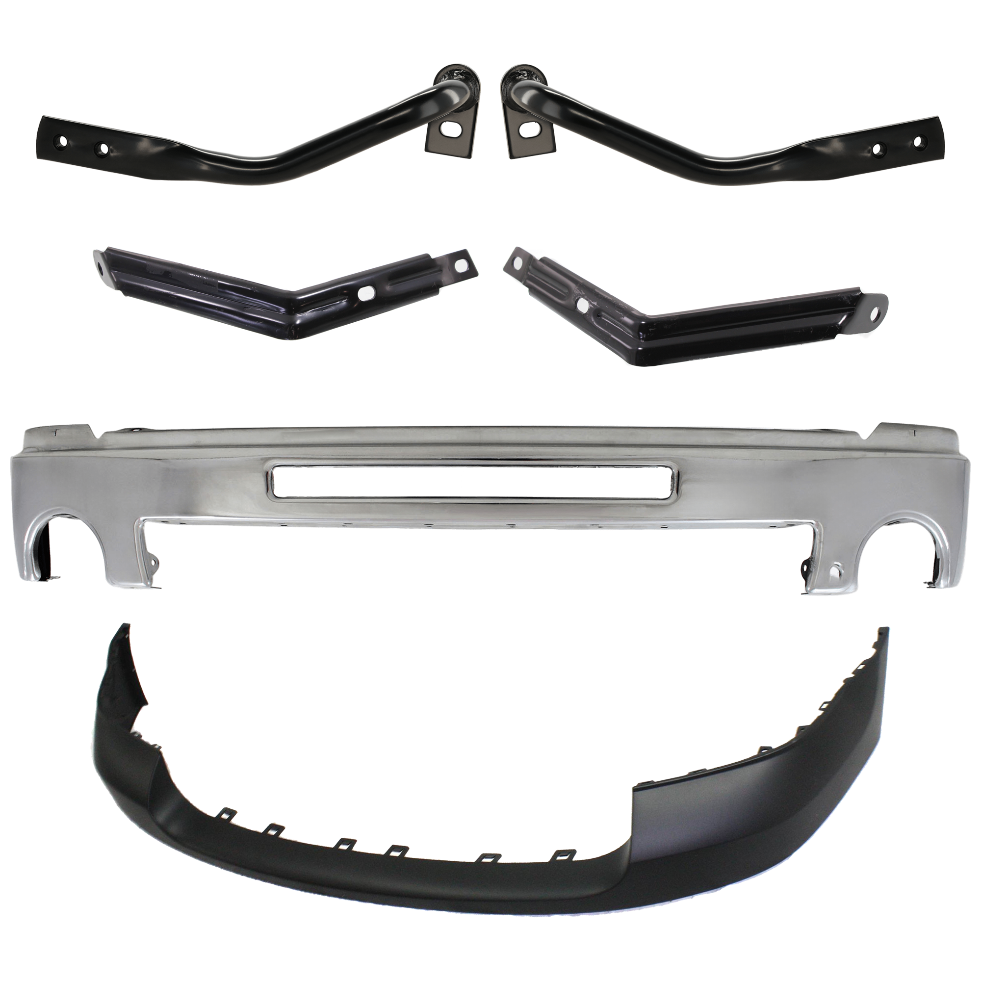 AM SIERRA 2500 HD 3500 HD 07-10 FRONT BUMPER 6 pc kit Chrome with Bumper Bracket and Bumper Cover SKU KIT 071824 C220 Partslink GM1002834 GM1043107 GM1042107 GM1066181 GM1067181 GM1000873 OEM 15902856-22861859-22861858-258