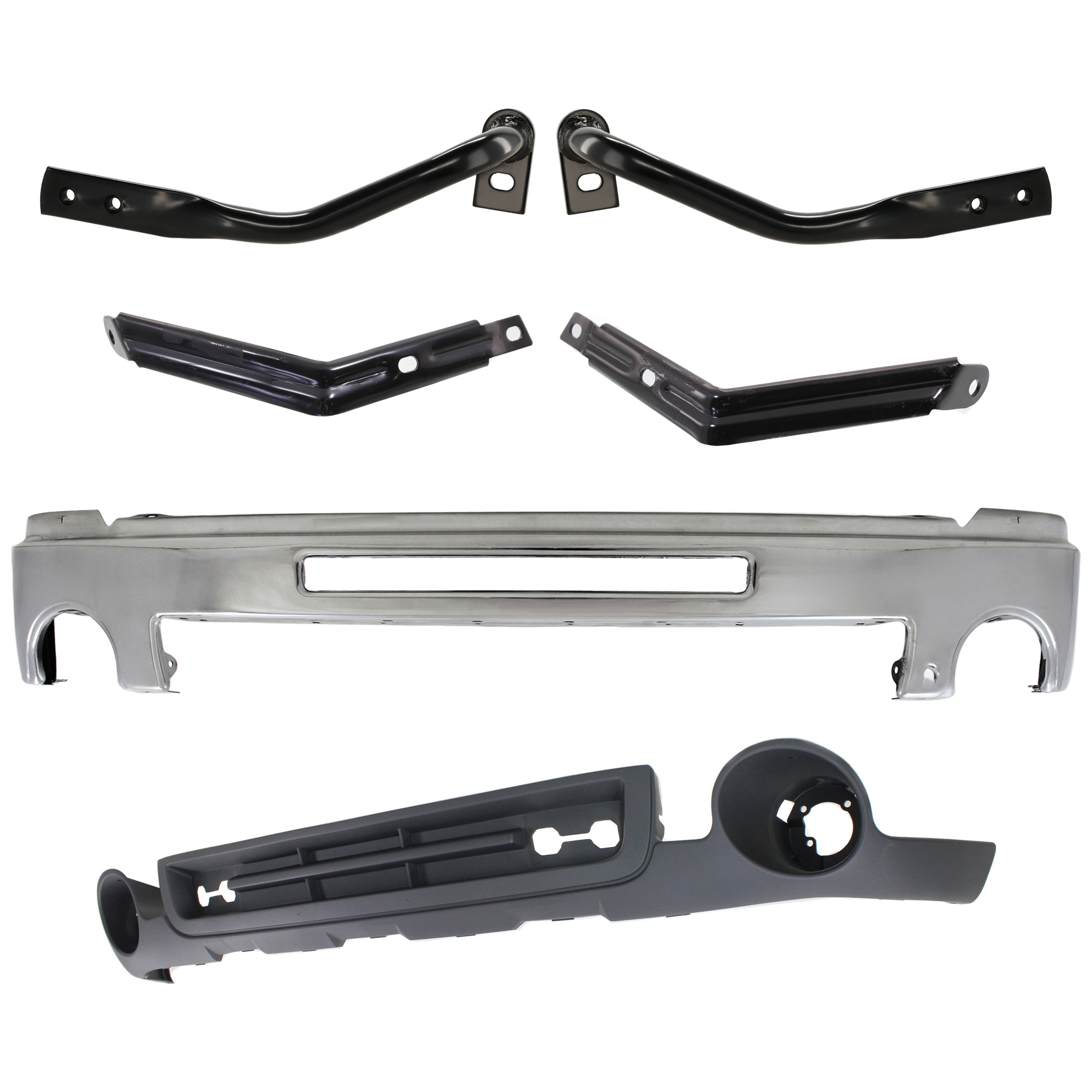 AM SIERRA 2500 HD 3500 HD 07-10 FRONT BUMPER 6 pc kit Chrome with Bumper Bracket and Valance SKU KIT 071824 C221 Partslink GM1002834 GM1043107 GM1042107 GM1067181 GM1066181 GM1092218 OEM 15902856-22861859-22861858-258