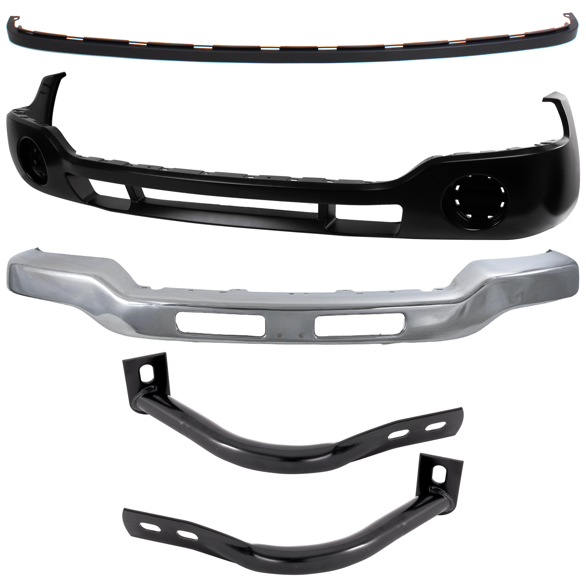 AM SIERRA 1500-03-06-1500 CLASSIC 07-07 FRONT BUMPER 5 pc kit Chrome with Bumper Bracket Bumper Cover and Valance SKU KIT 071824 C242 Partslink GM1002418 GM1067159 GM1066159 GM1000685 GM1092201 OEM 15098990-15184117-15184116-123