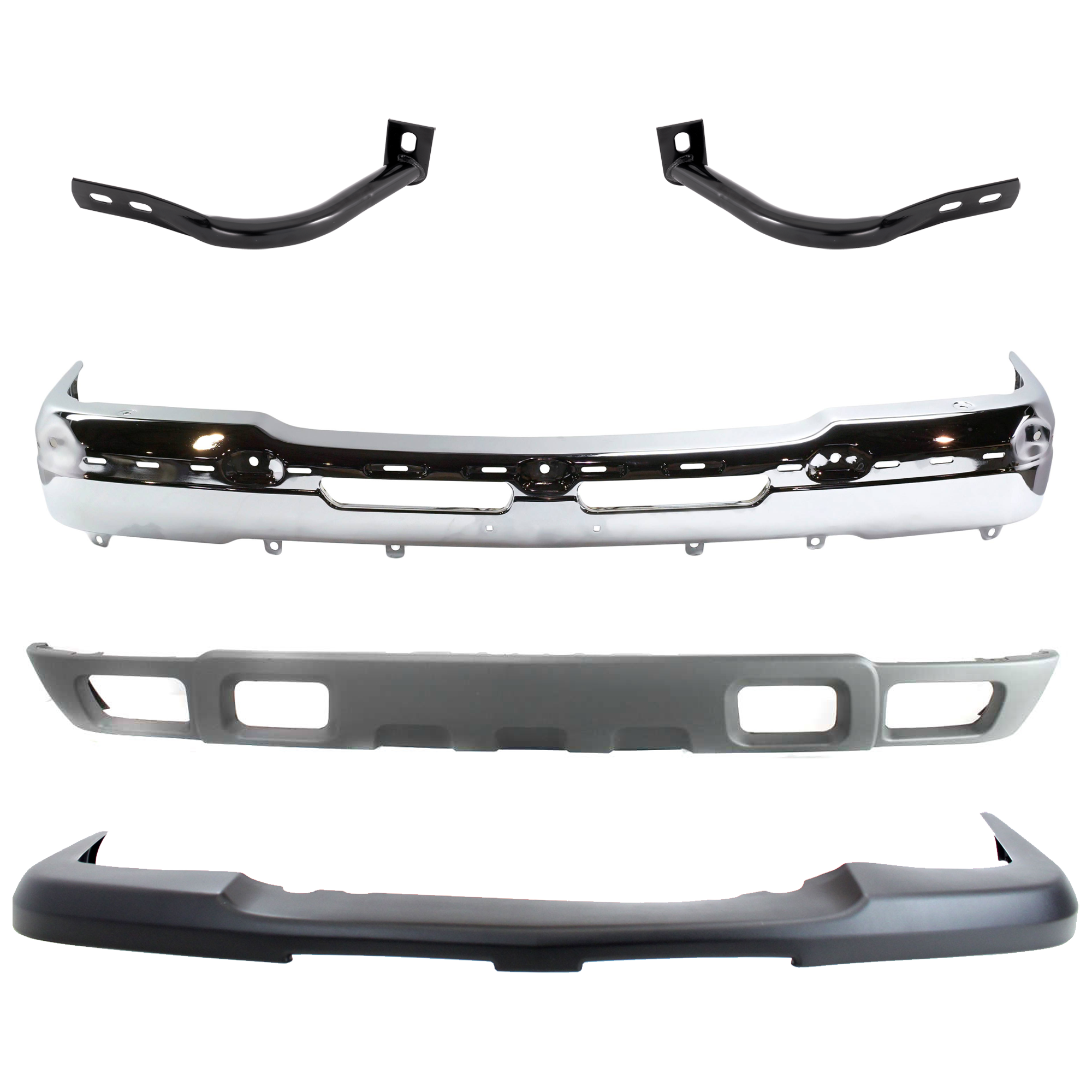 AM AVALANCHE 1500 AVALANCHE 2500-03-06 FRONT BUMPER 5 pc kit Face Bar Chrome w Bracket with Bumper Bracket Bumper Cover and Valance SKU KIT 071824 C246 Partslink GM1002822 GM1002842 GM1067159 GM1066159 GM1051110 GM1092173 OEM 19150310 PFM 15184117-15184116