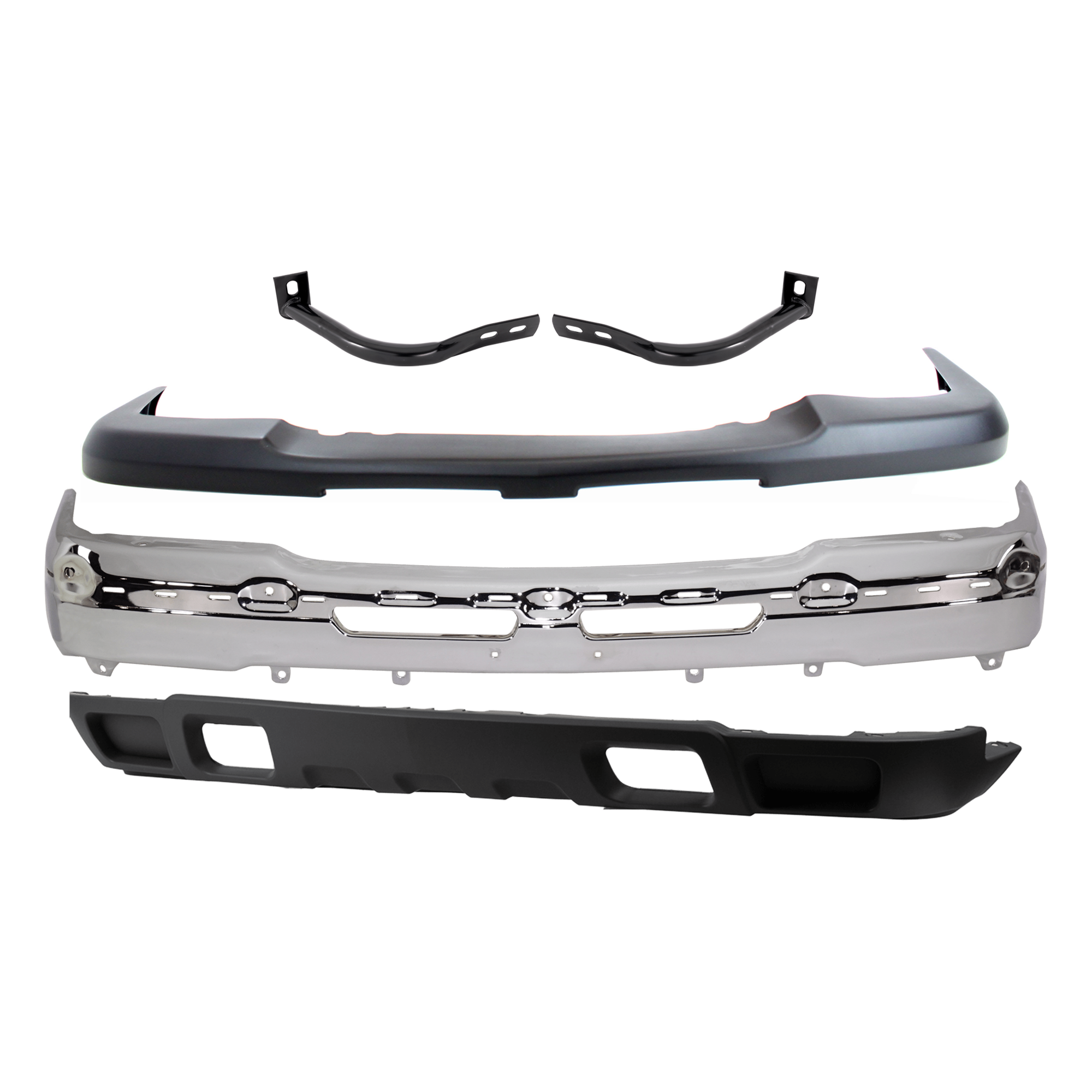 AM SILVERADO 1500-03-06-1500 CLASSIC 07-07 FRONT BUMPER 5 pc kit Face Bar Chrome with Bumper Bracket Bumper Cover and Valance SKU KIT 071824 C251 Partslink GM1002416 GM1067159 GM1066159 GM1051110 GM1092205 GM1092174 OEM 19150310-15184117-15184116-151