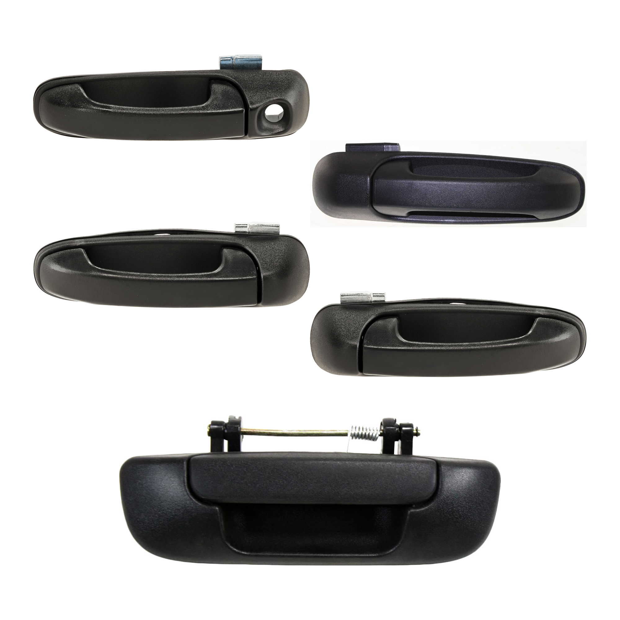 AM DODGE FULL SIZE P U 1500-02-08-2500-3500-03-09 TAILGATE HANDLE 5 pc Kit with Exterior Door Handle SKU KIT 071824 C273 Partslink CH1915110 CH1521109 CH1520109 CH1310120 CH1311125 OEM 55276237AA 55275684AB 55275685