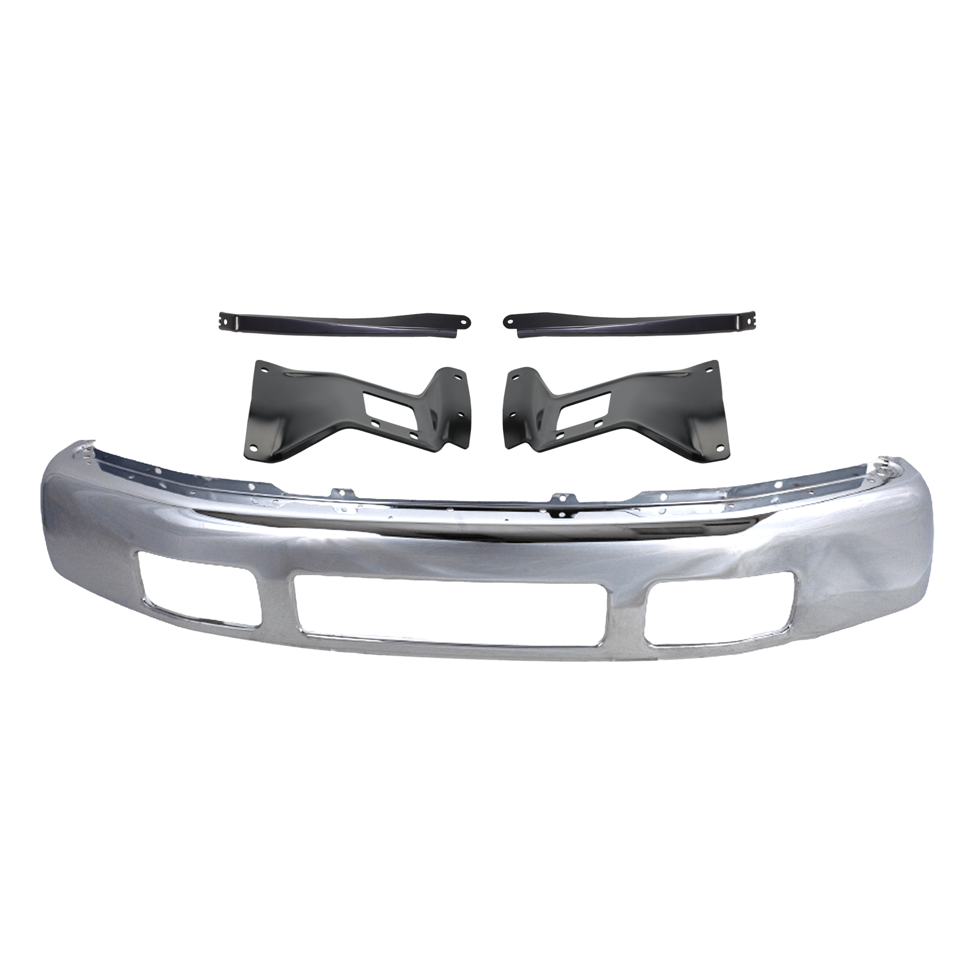 AM EXCURSION 05-05 F 250 F 350 SUPER DUTY 05-07 FRONT BUMPER 5 pc kit Chrome w Bumper Bracket SKU KIT 071824 C283 Partslink FO1002392 FO1067164 FO1066164 FO1066163 FO1067163 OEM 5C3Z17757BA 5C3Z17754AA 5C3Z17