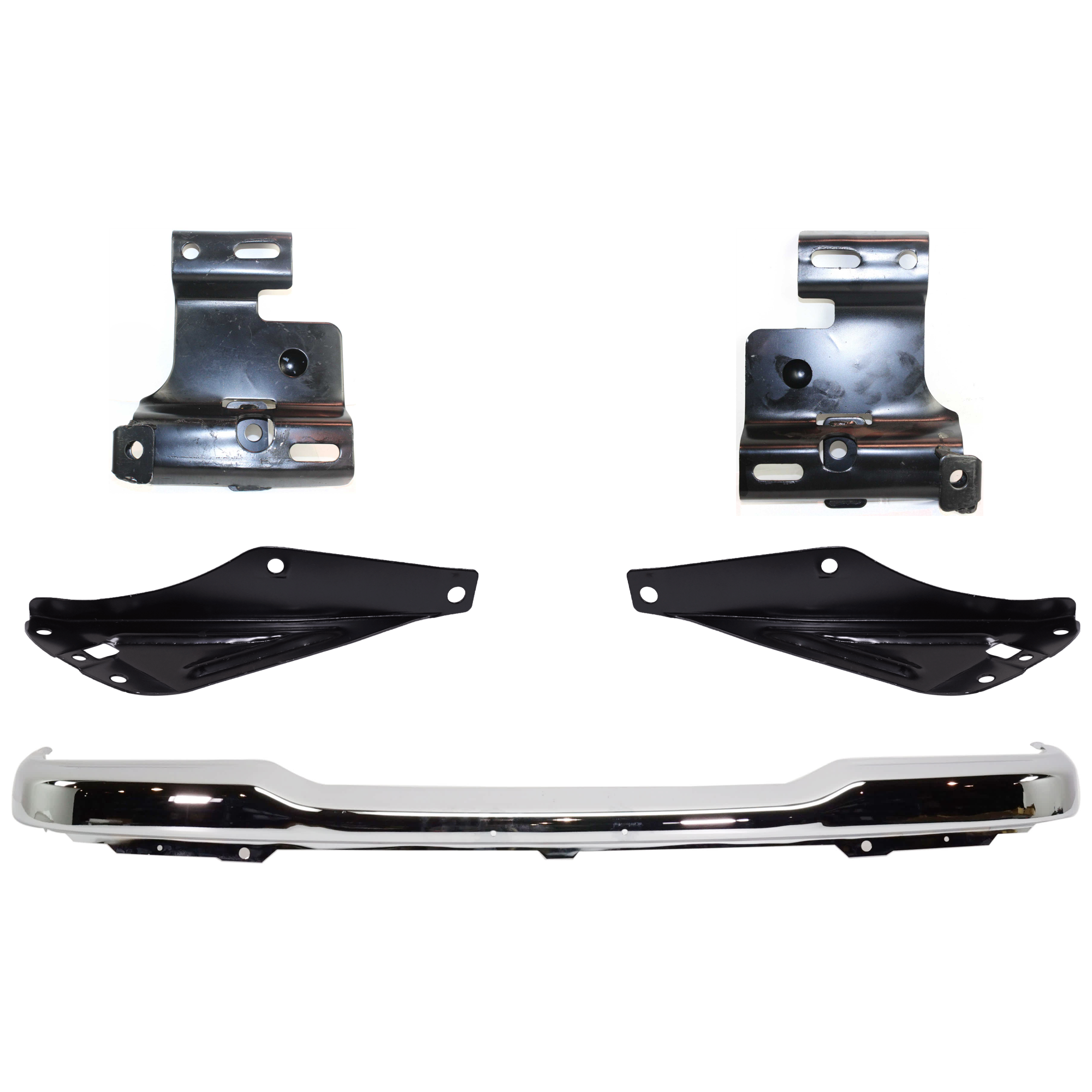 AM RANGER 01-05 FRONT BUMPER 5 pc kit Chrome with Bumper Bracket SKU KIT 071824 C289 Partslink FO1002368 FO1066144 FO1067144 FO1067143 FO1066143 OEM 1L5Z17757CA 1L5Z17752AB 1L5Z17