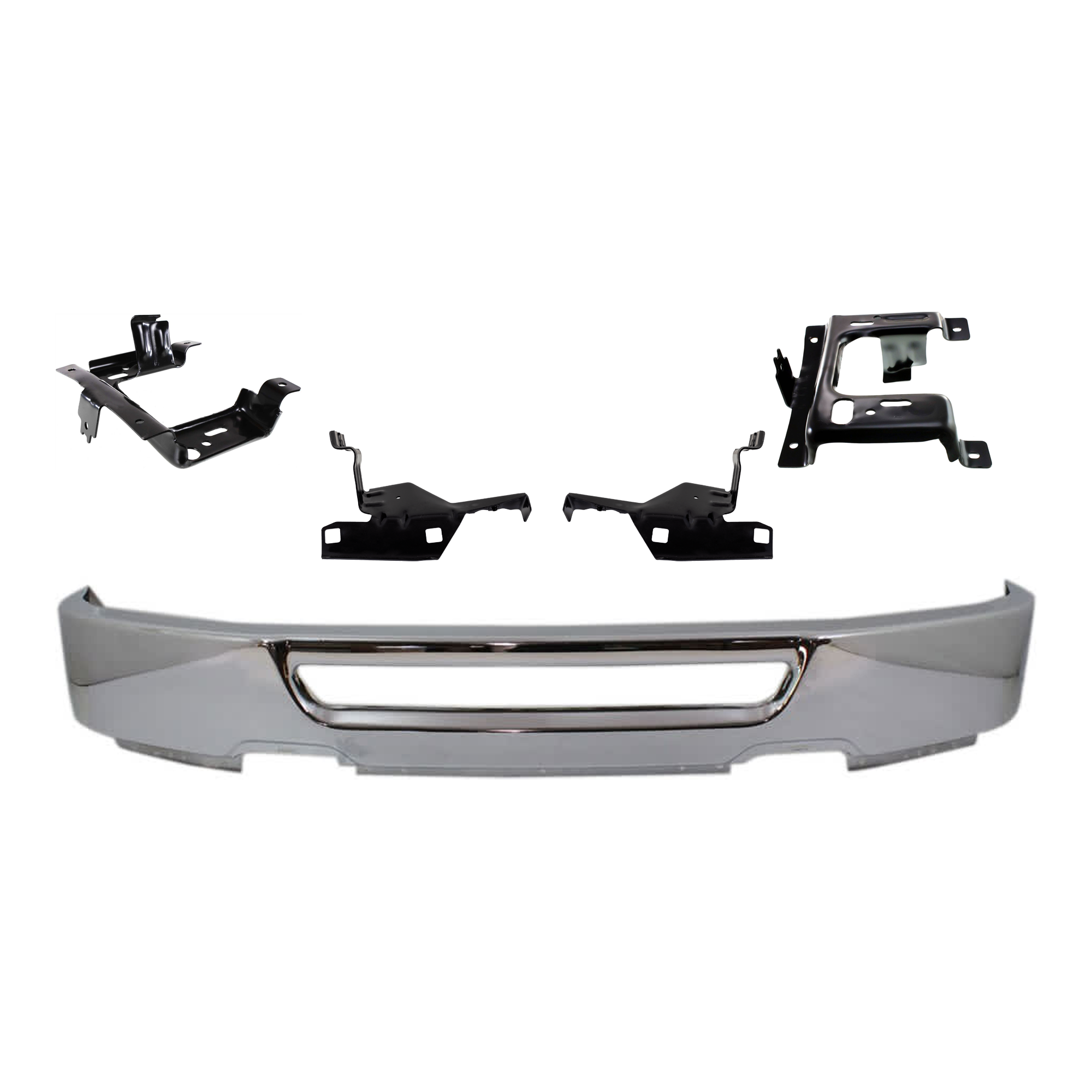 AM F 150-06-08 FRONT BUMPER 5 pc kit Face Bar Chrome w o Fog Light Holes with Bumper Bracket SKU KIT 071824 C290 Partslink FO1002400 FO1066158 FO1067158 FO1066172 FO1067172 OEM 6L3Z17757AA 4L3Z17B983AB 4L3Z1