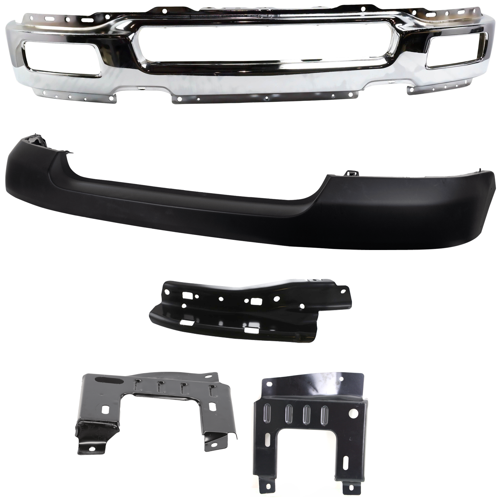 AM F 150-04-06 FRONT BUMPER 5 pc kit w Bumper Bracket and Bumper Cover SKU KIT 071824 C291 Partslink FO1002390 FO1066159 FO1067159 FO1067161 FO1000561 OEM 4L3Z17757BA 4L3Z17B985AA 4L3Z1