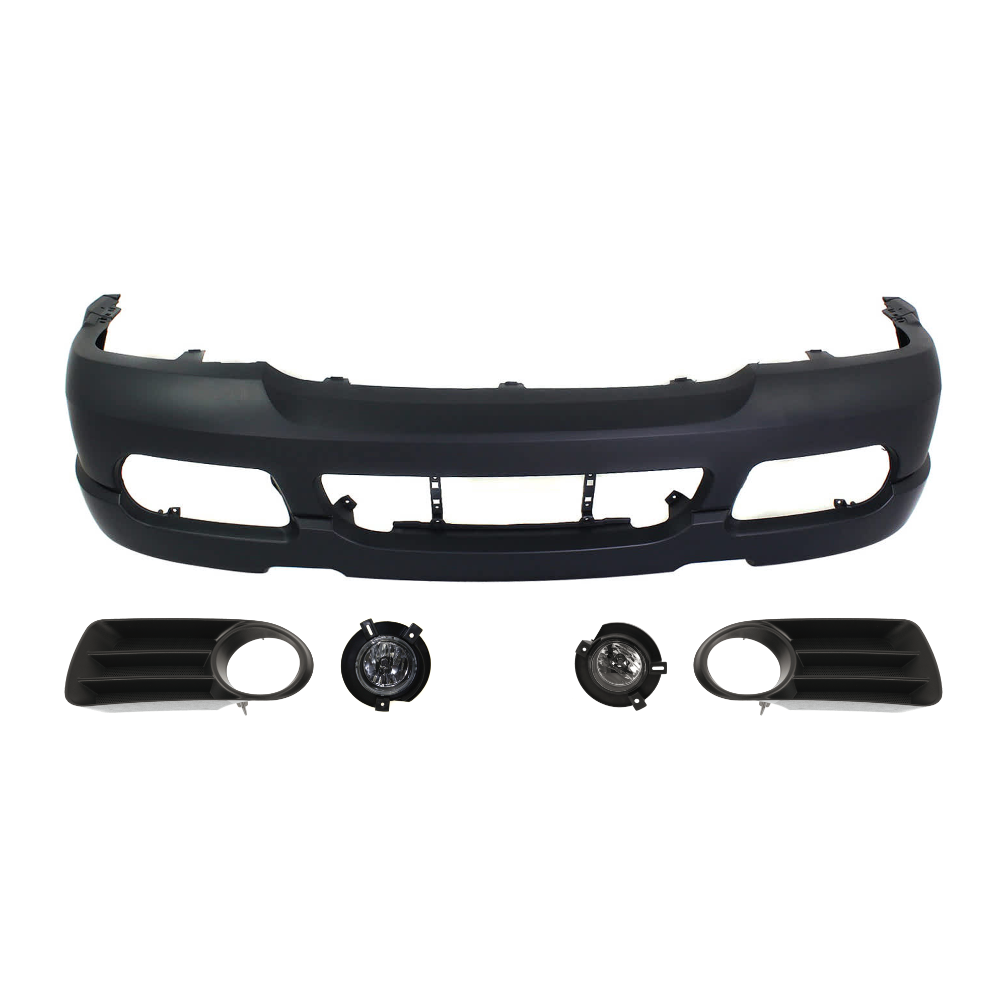 AM EXPLORER 02-05 FRONT BUMPER COVER 5 pc kit Primed with Fog Light and Fog Light Trim SKU KIT 071824 C298 Partslink FO1000496 FO1036106 FO1036105 OEM 2L2Z17D957SAPTM 1L2Z15200DA PF