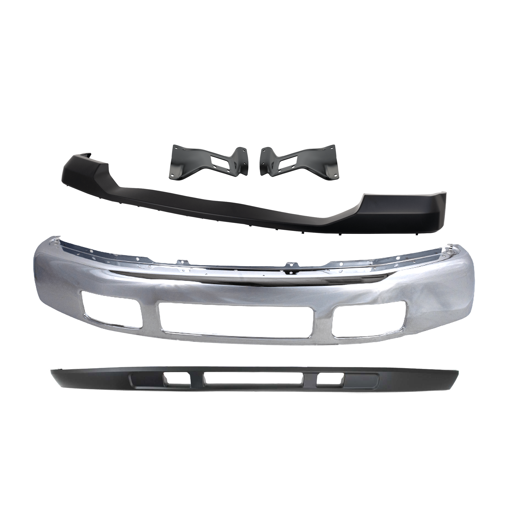 AM F 250 F 350 SUPER DUTY 05-07 FRONT BUMPER 5 pc kit Chrome w Bumper Bracket Bumper Cover and Valance SKU KIT 071824 C313 Partslink FO1002392 FO1067163 FO1066163 FO1057292 FO1095219 OEM 5C3Z17757BA 5C3Z17B984AA 5C3Z1