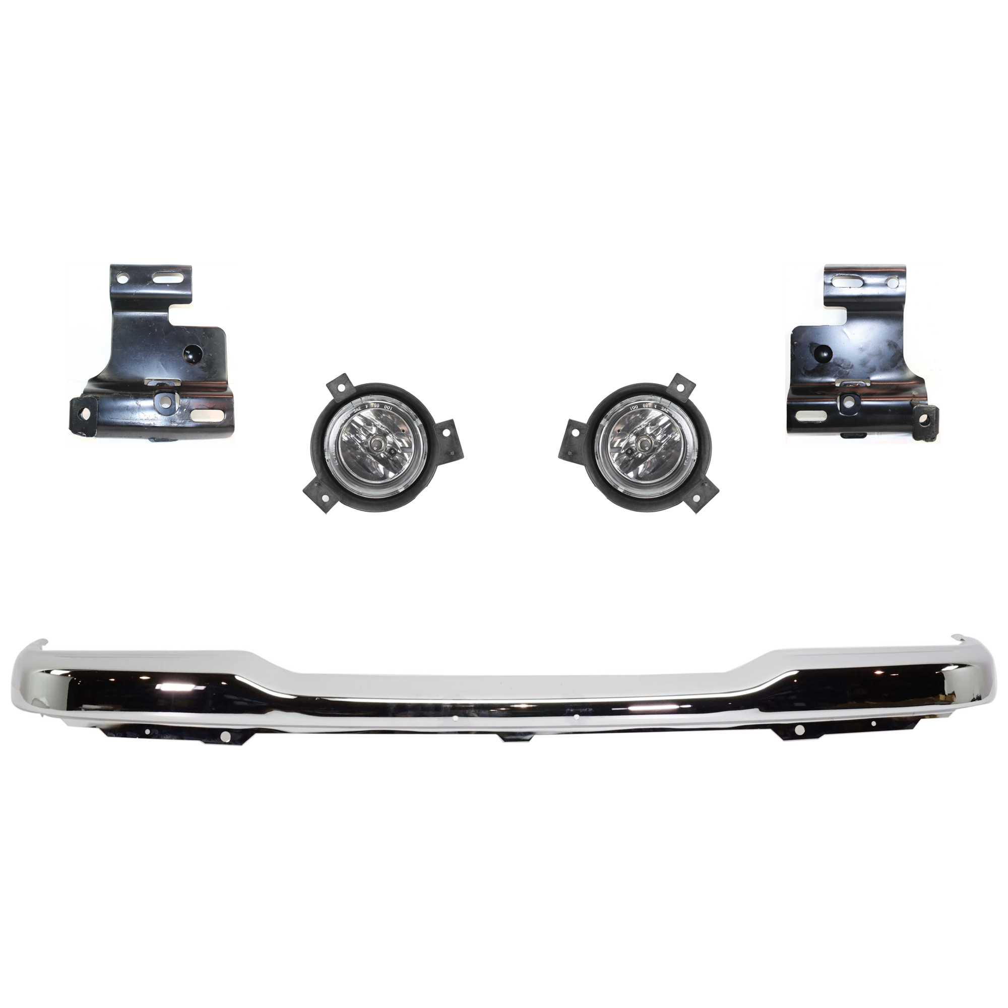 AM RANGER 01-03 FRONT BUMPER 5 pc kit Chrome with Bumper Bracket and Fog Light SKU KIT 071824 C323 Partslink FO1002368 FO1067143 FO1066143 FO2592184 FO2593184 OEM 1L5Z17757CA 1L5Z17859AA 1L5Z17