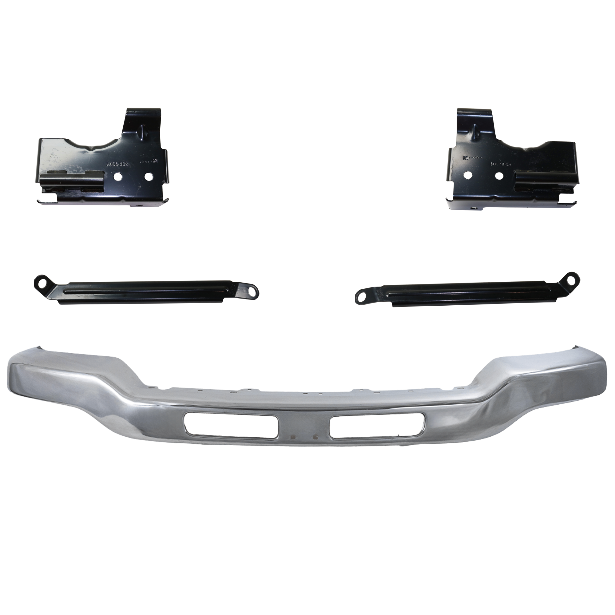 AM SIERRA 03-06 FRONT BUMPER 5 pc kit Chrome w Fog Light Hole with Bumper Bracket SKU KIT 071824 C332 Partslink GM1002418 GM1066166 GM1067166 GM1066164 GM1067164 OEM 15098990-12335886-12335887-151