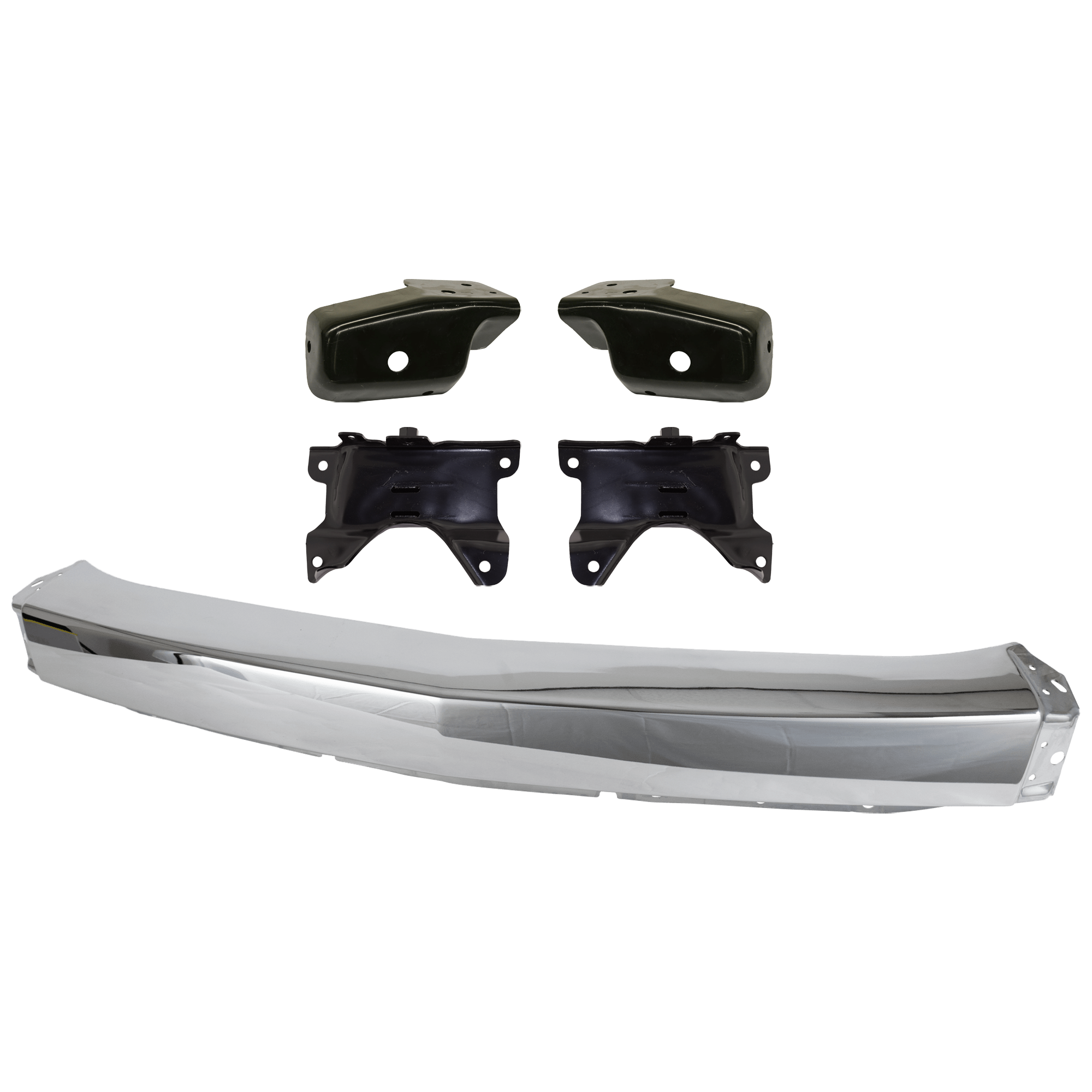 AM SILVERADO 1500-07-08 FRONT BUMPER 5 pc kit Impact Bar Chrome with Bumper Bracket SKU KIT 071824 C359 Partslink GM1002830 GM1066180 GM1067180 GM1066179 GM1067179 OEM 15836961-15838208-15838209-159