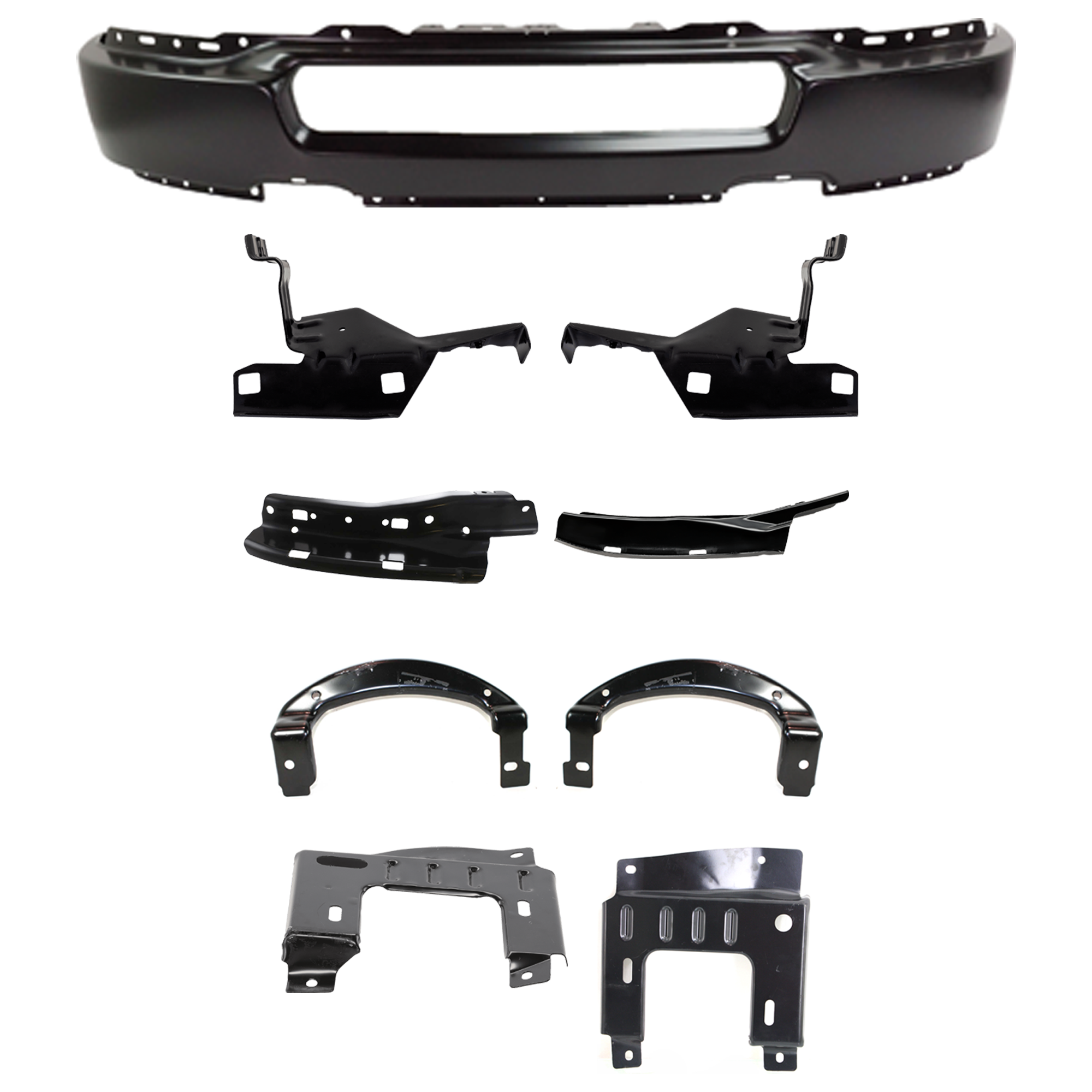 AM F 150-04-06 FRONT BUMPER 9 pc kit w Bumper Bracket SKU KIT 071824 C35 Partslink FO1002389 FO1066158 FO1067158 FO1067157 FO1066157 FO1066159 FO1067159 FO1066161 FO1067161 OEM 4L3Z17757EA 4L3Z17B983AB 4L3Z1