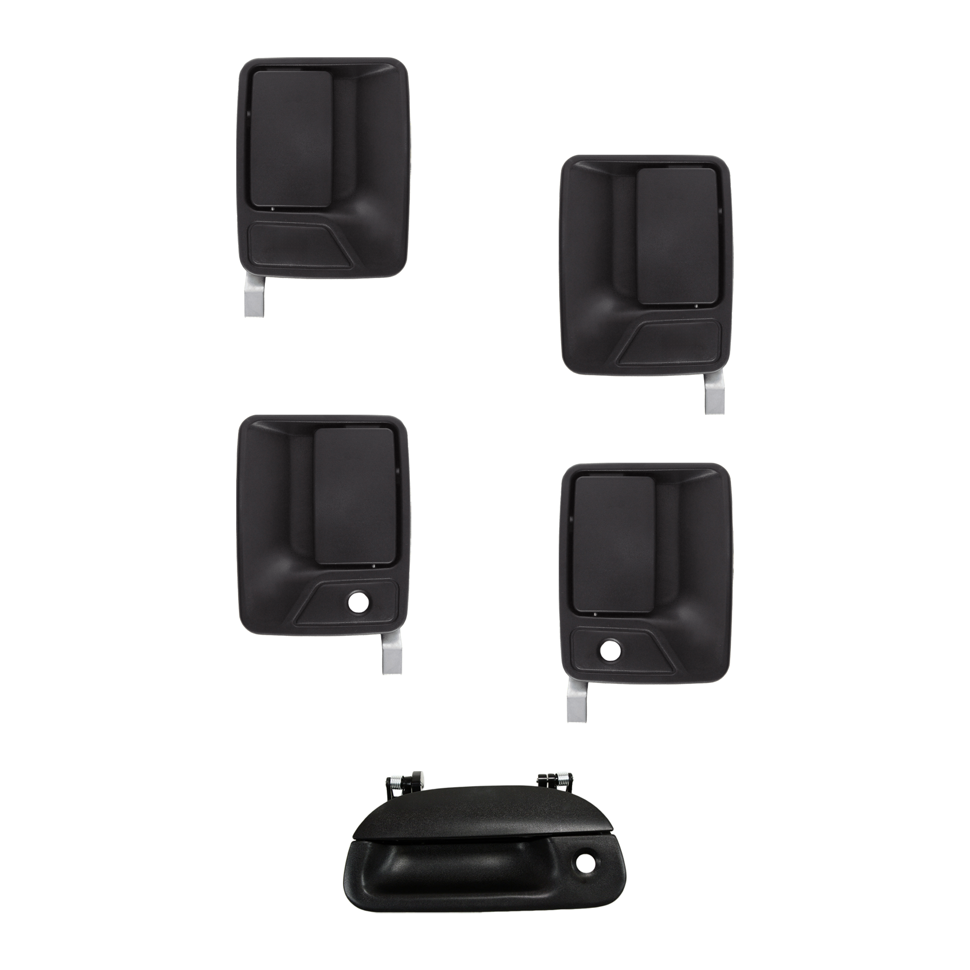 AM F 250 F 350-99-07 TAILGATE HANDLE 5 pc Kit with Exterior Door Handle SKU KIT 071824 C362 Partslink FO1311123 FO1310123 FO1521104 FO1520104 OEM XL3Z9943400AAA 7L3Z9943400AA 4