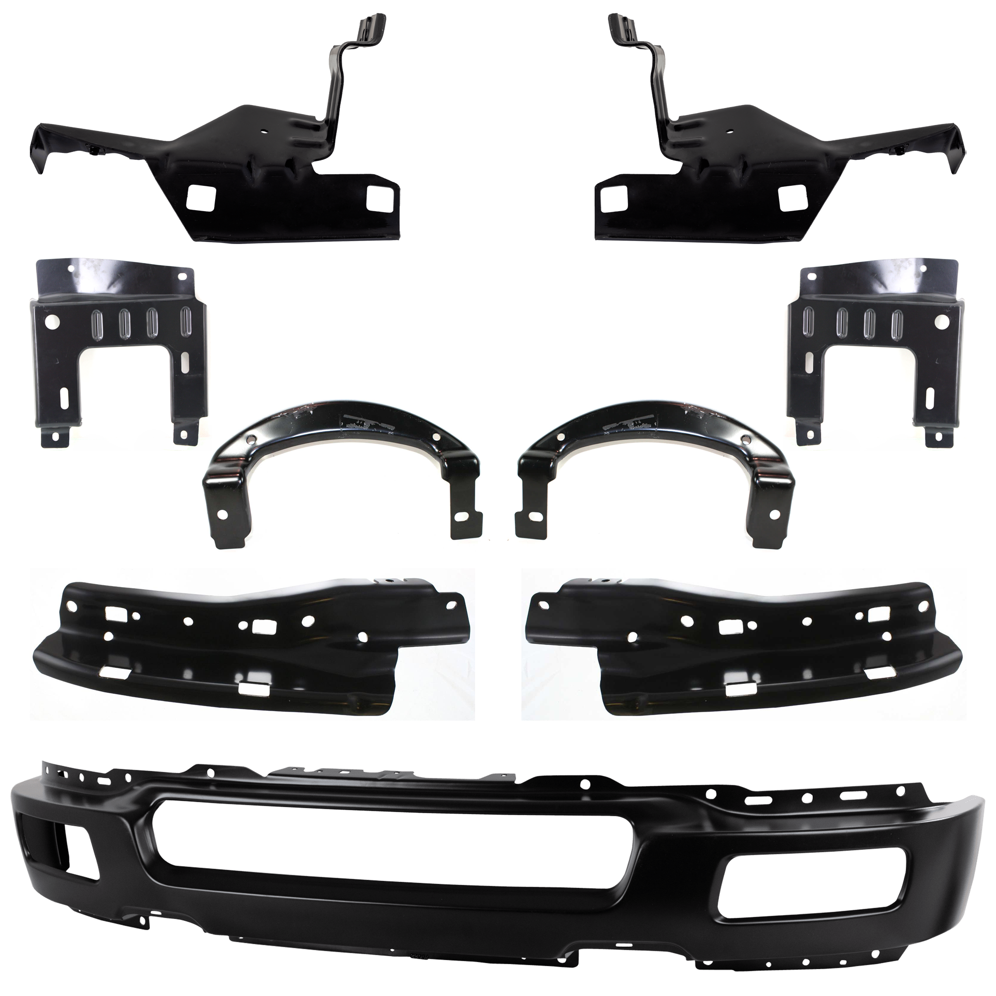 AM F 150-04-06 FRONT BUMPER 9 pc kit Face Bar Paint to Match w Fog Light Holes with Bumper Bracket SKU KIT 071824 C36 Partslink FO1002391 FO1066158 FO1067158 FO1067157 FO1066157 FO1066159 FO1067159 FO1066161 FO1067161 OEM 4L3Z17757FA 4L3Z17B983AB 4L3Z1